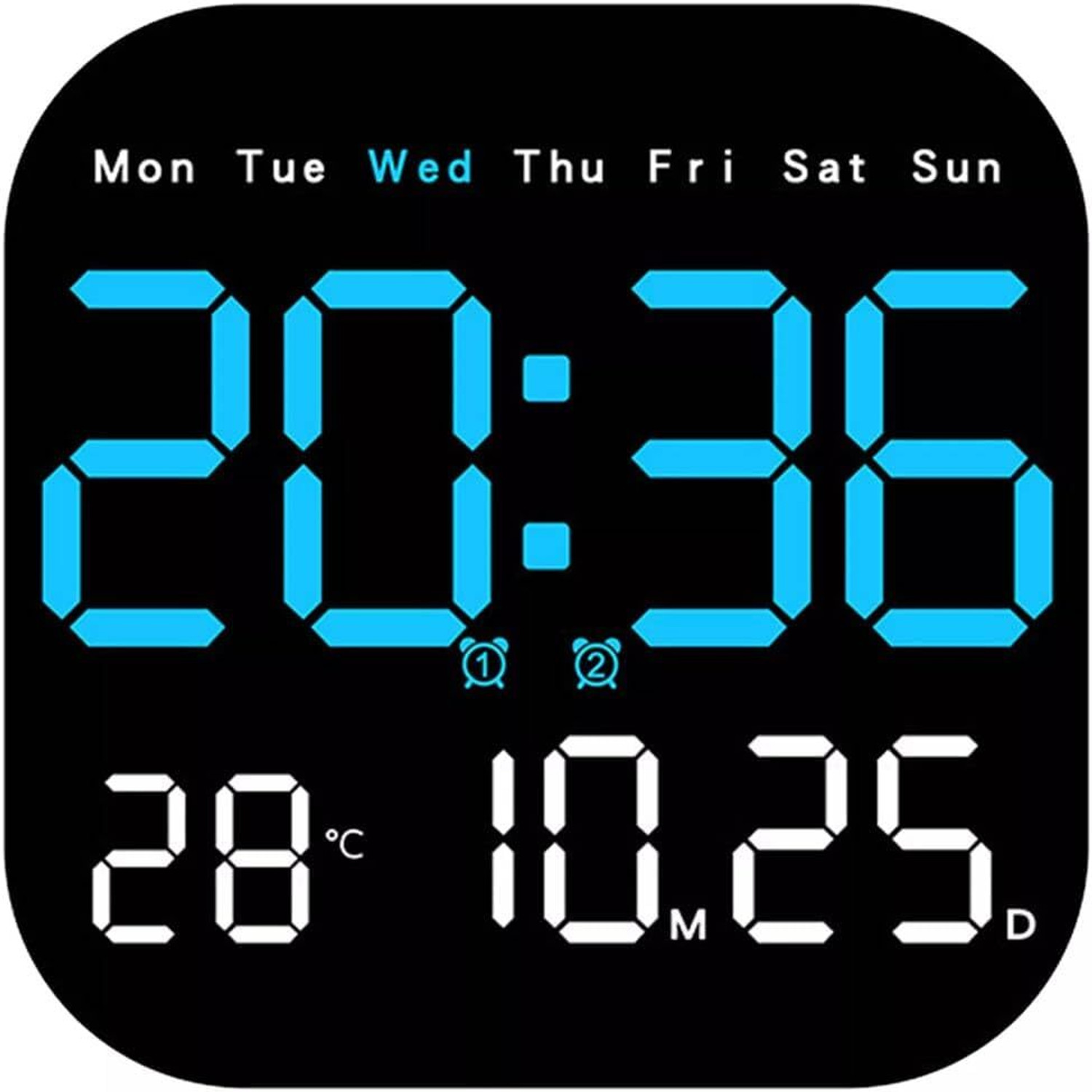 Image of DHAVJ Digital Black (with Green LED Display) Clock