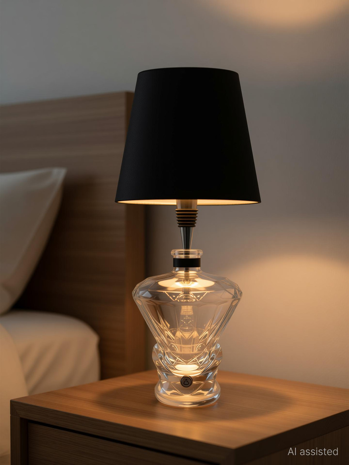 Image of ROSE KULI Wireless Bottle Light 3 Color Stepless Dimming Rechargeable Touch Control Bottle Night Lamp (14 cm, Black)