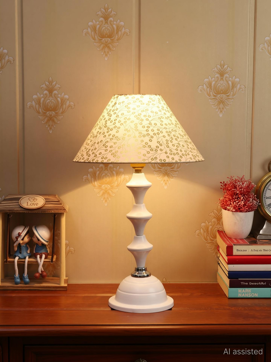 Image of Sadanand Aqualux Auric Glow Table Lamp Table Lamp (38 cm, Warm Walnut, Midnight Oak)