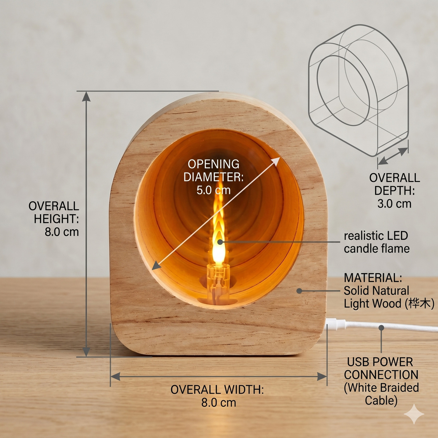 Image of Lilone usb visualization lamp Table Lamp (8 cm, Orange, Beige)