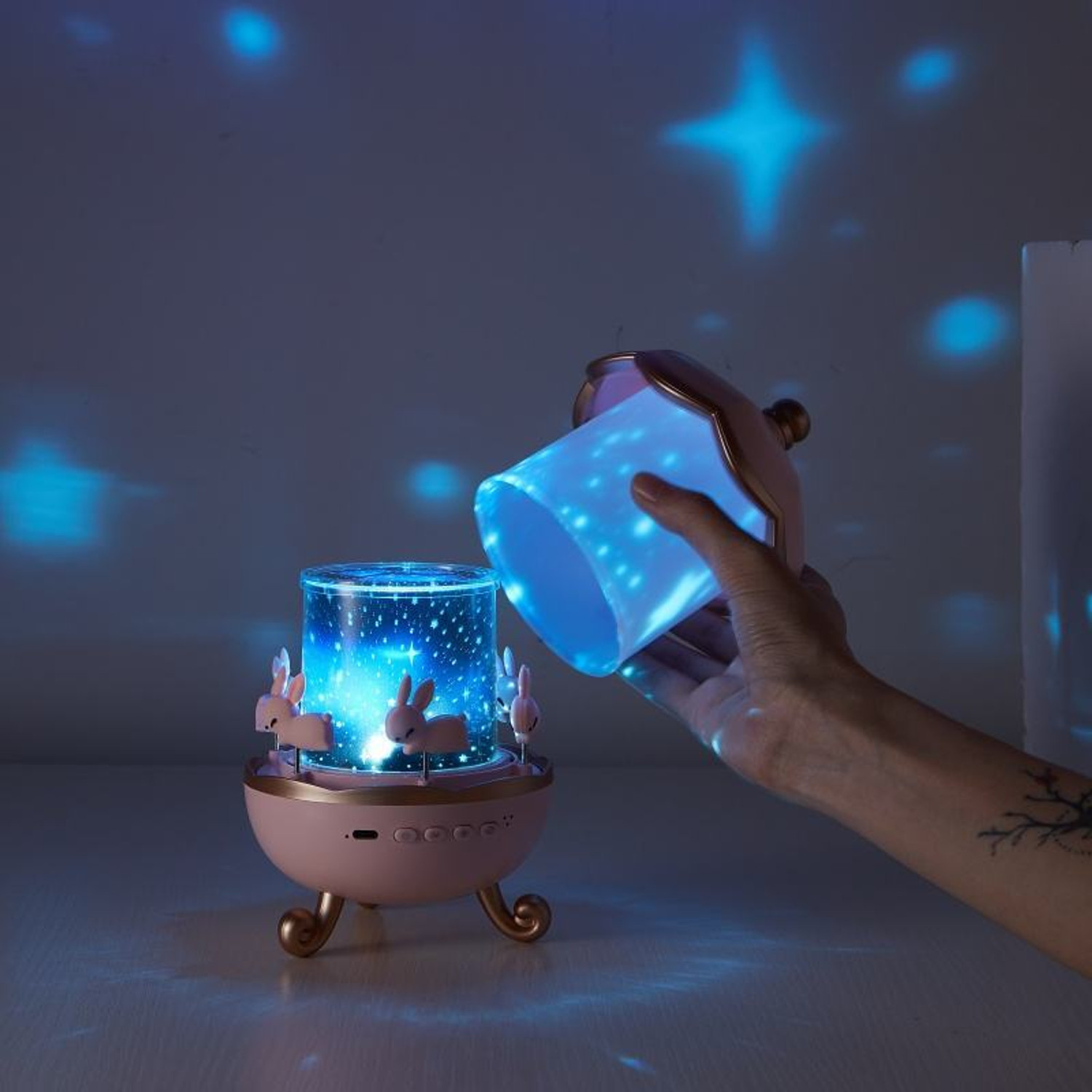 Image of NITIMATTA ENTERPRISE Galaxy Projector Night Light, Auto USB Stars Space Starry Sky Projector FOR ROOF Night Lamp (22 cm, Black)