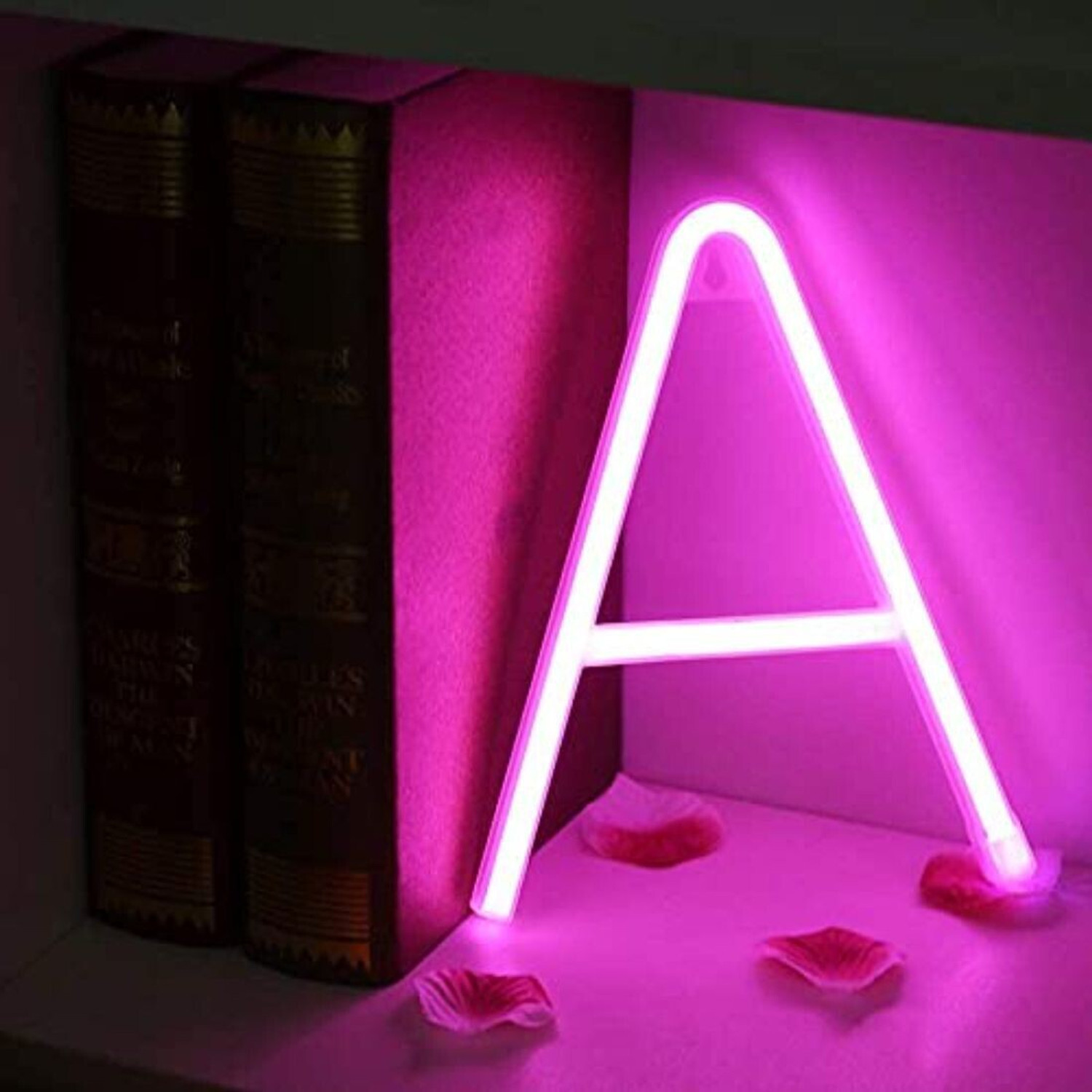 Image of Satyam Kraft Marquee Alphabet Shaped Neon Led Light for Home Decoration and Wall Lamp, Pink, 1 Piece (Letter-A) Night Lamp (22.5 cm, Pink)