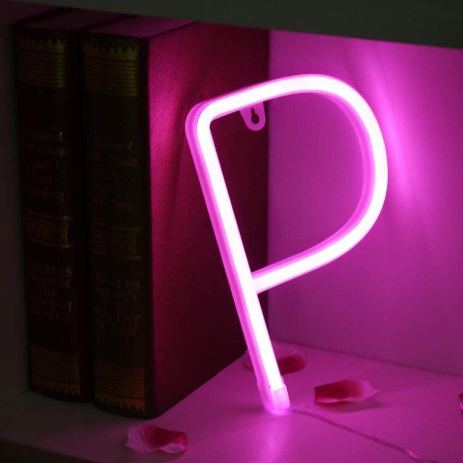 Image of Satyam Kraft Marquee Alphabet Shaped Neon Led Light for Home Decoration and Wall Lamp, Pink, 1 Piece (Letter-P) Night Lamp (22 cm, Pink)