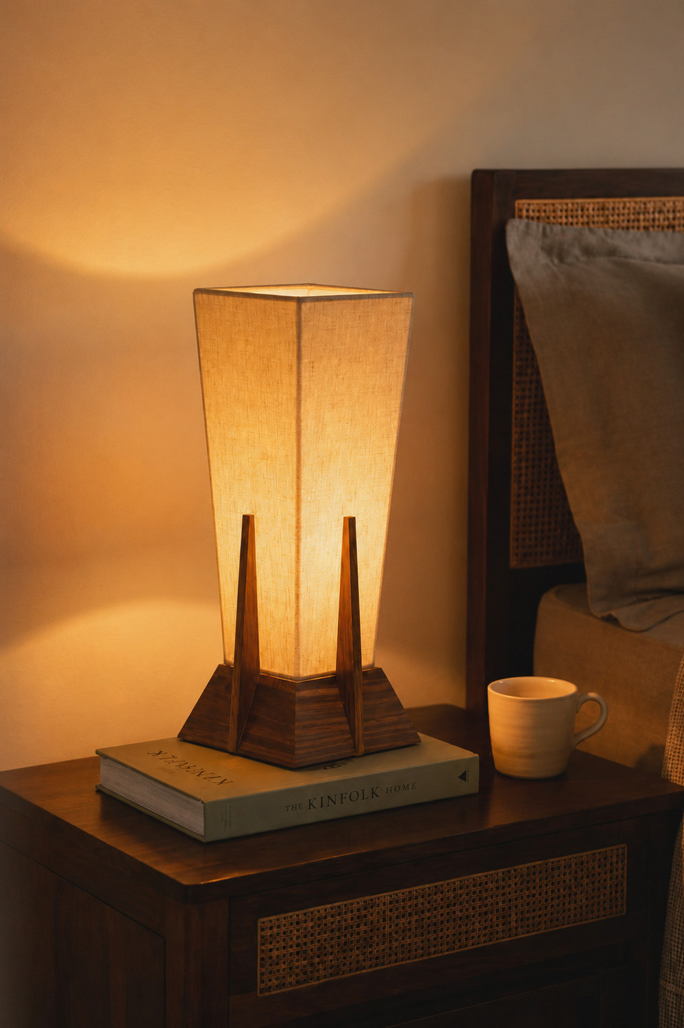 Image of Sadanand Aqualux Auric Glow Table Lamp Table Lamp (38 cm, Warm Walnut, Midnight Oak)