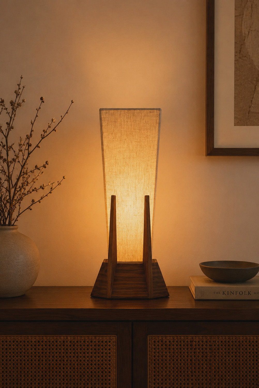 Image of Sadanand Aqualux Auric Glow Table Lamp Table Lamp (38 cm, Warm Walnut, Midnight Oak)