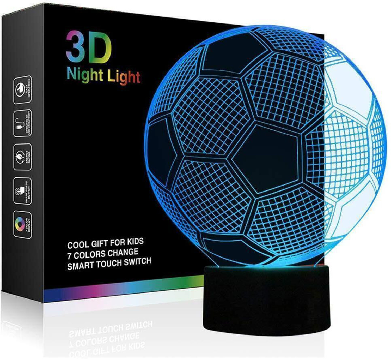 Image of Gift Me Bazar 3D Illusion Football Desk Table Lamp Real Madrid Night Lamp Table Lamp (16.4 cm, warm white)