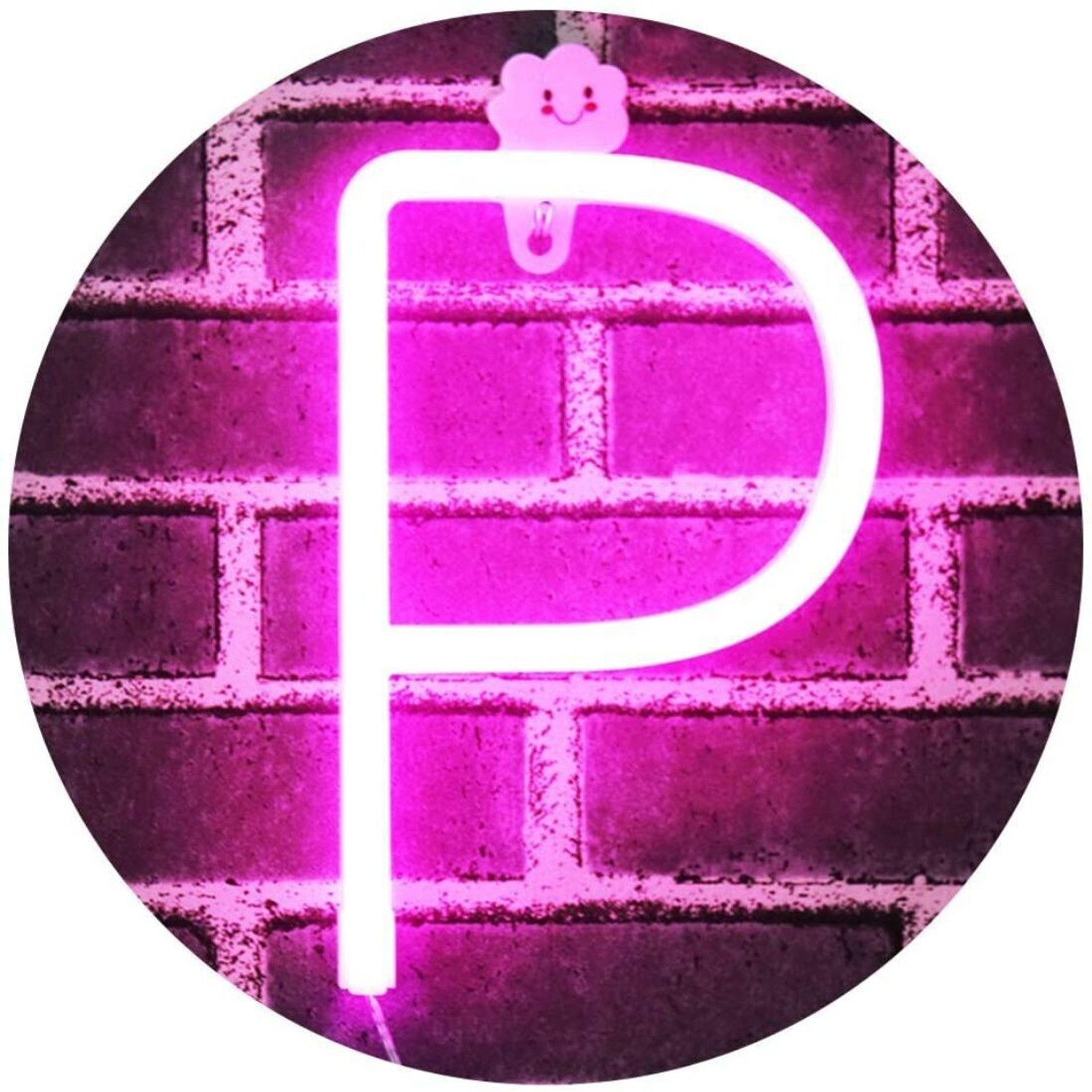 Image of Satyam Kraft Marquee Alphabet Shaped Neon Led Light for Home Decoration and Wall Lamp, Pink, 1 Piece (Letter-P) Night Lamp (22 cm, Pink)