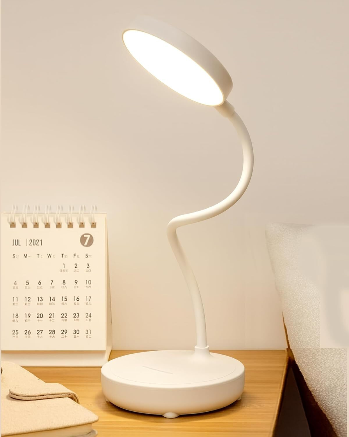 Image of IMNISHNAY LED Desk Lamp Rechargeable Battery Operated 3 Level Brightness Study Table Lamp Table Lamp (10 cm, White)