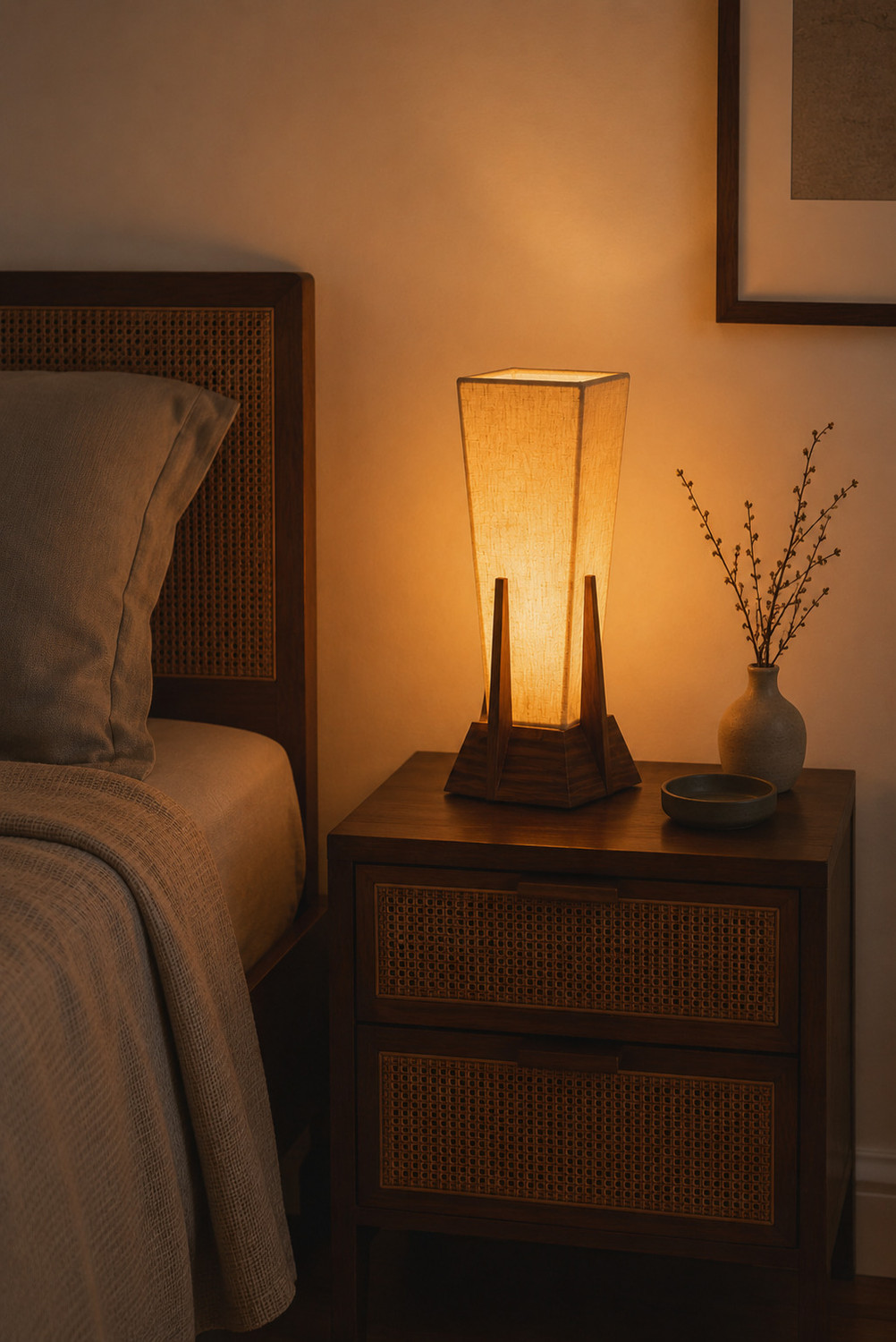 Image of Sadanand Aqualux Auric Glow Table Lamp Table Lamp (38 cm, Warm Walnut, Midnight Oak)