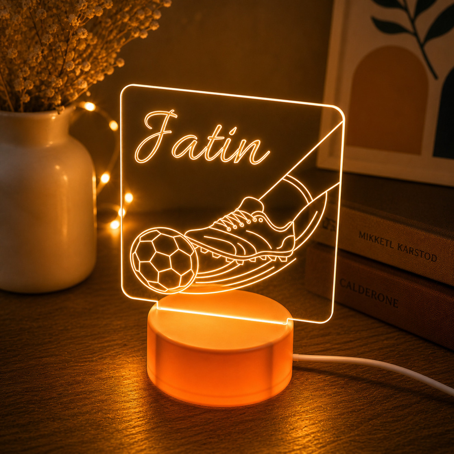 Image of Gift Me Bazar 3D Illusion Football Desk Table Lamp Real Madrid Night Lamp Table Lamp (16.4 cm, warm white)
