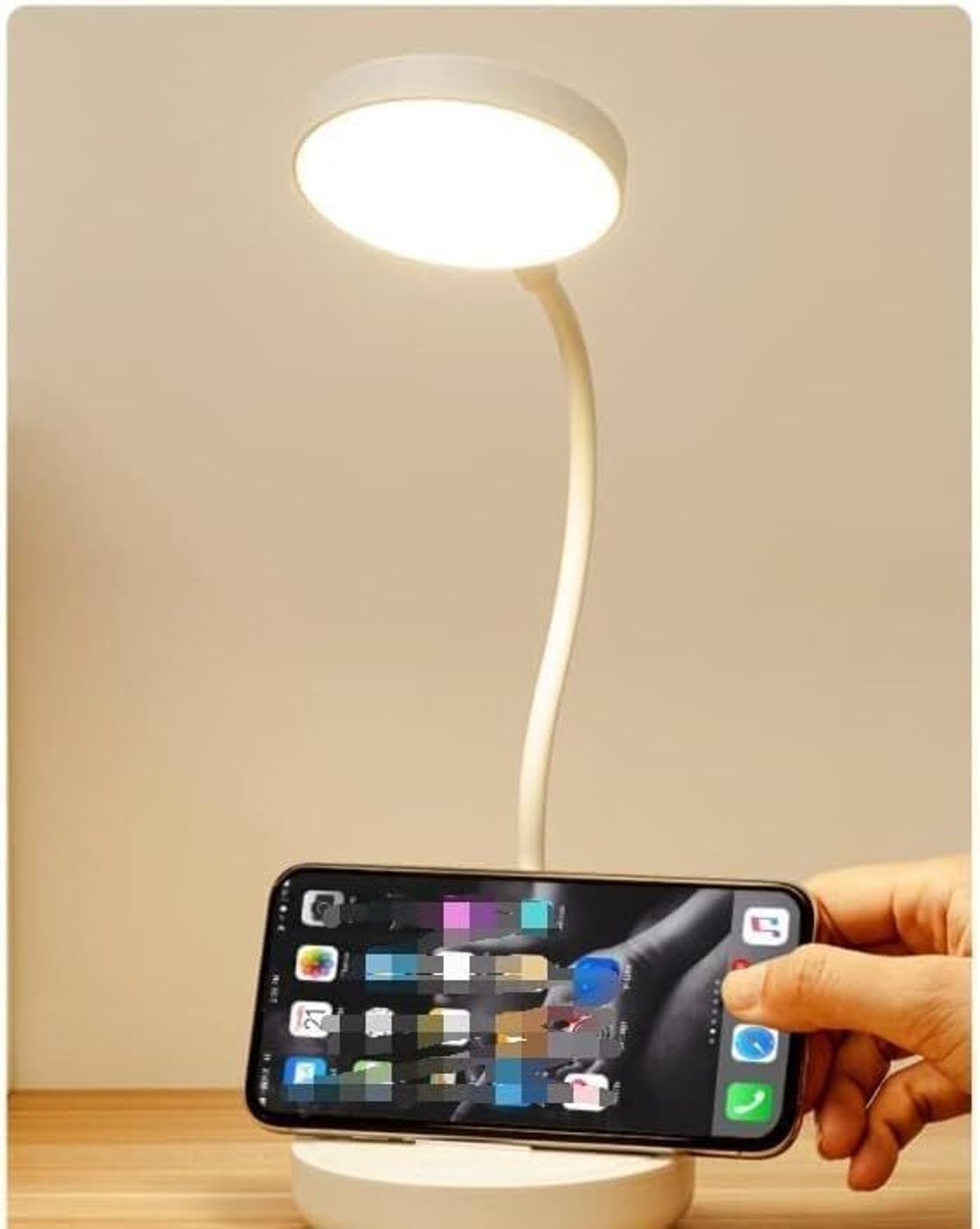 Image of IMNISHNAY LED Desk Lamp Rechargeable Battery Operated 3 Level Brightness Study Table Lamp Table Lamp (10 cm, White)