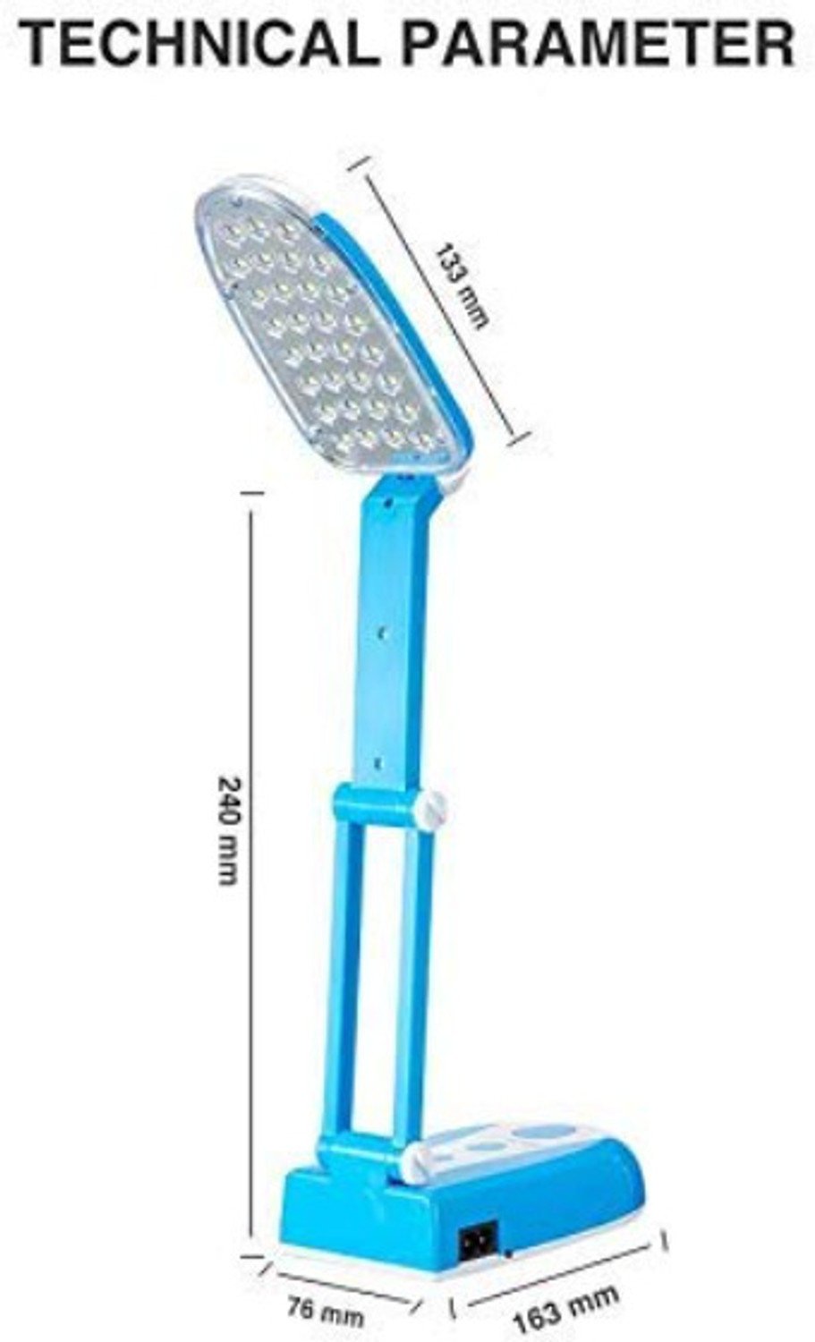 Image of Solar ease Foldable LED Desk Lamps Rechargeable Switch Desk Light for Study Reading Table Study Lamp (9 cm, Blue, White)