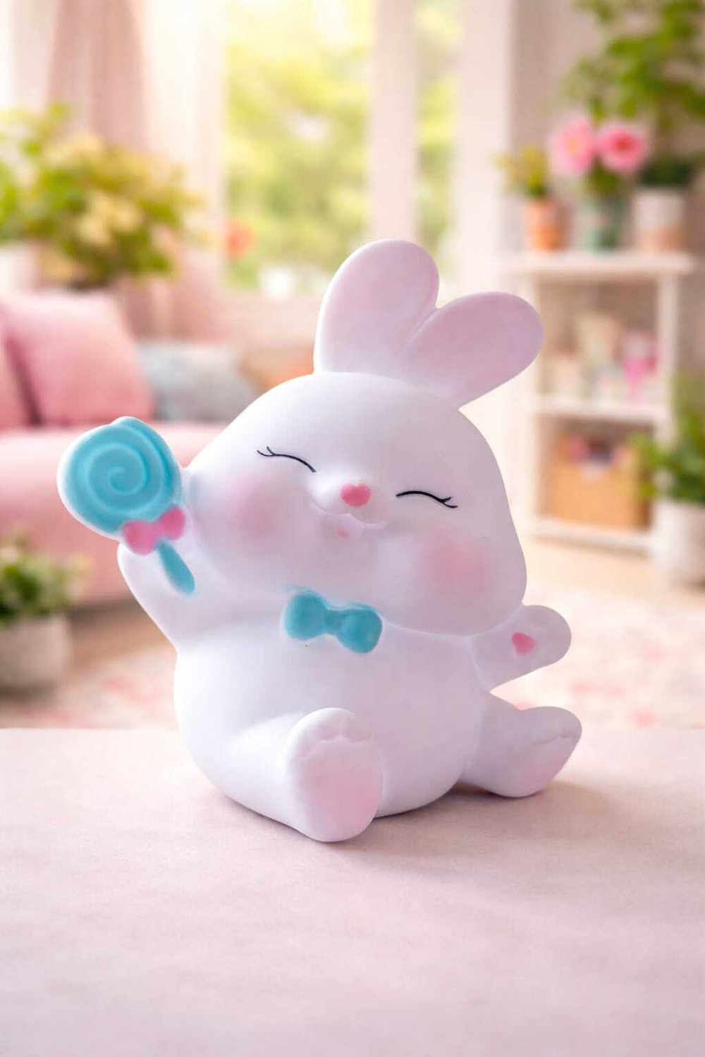 Image of Gridcart Cute Bunny Night Lamp Night Lamp (8 cm, White, Yellow, Pink)