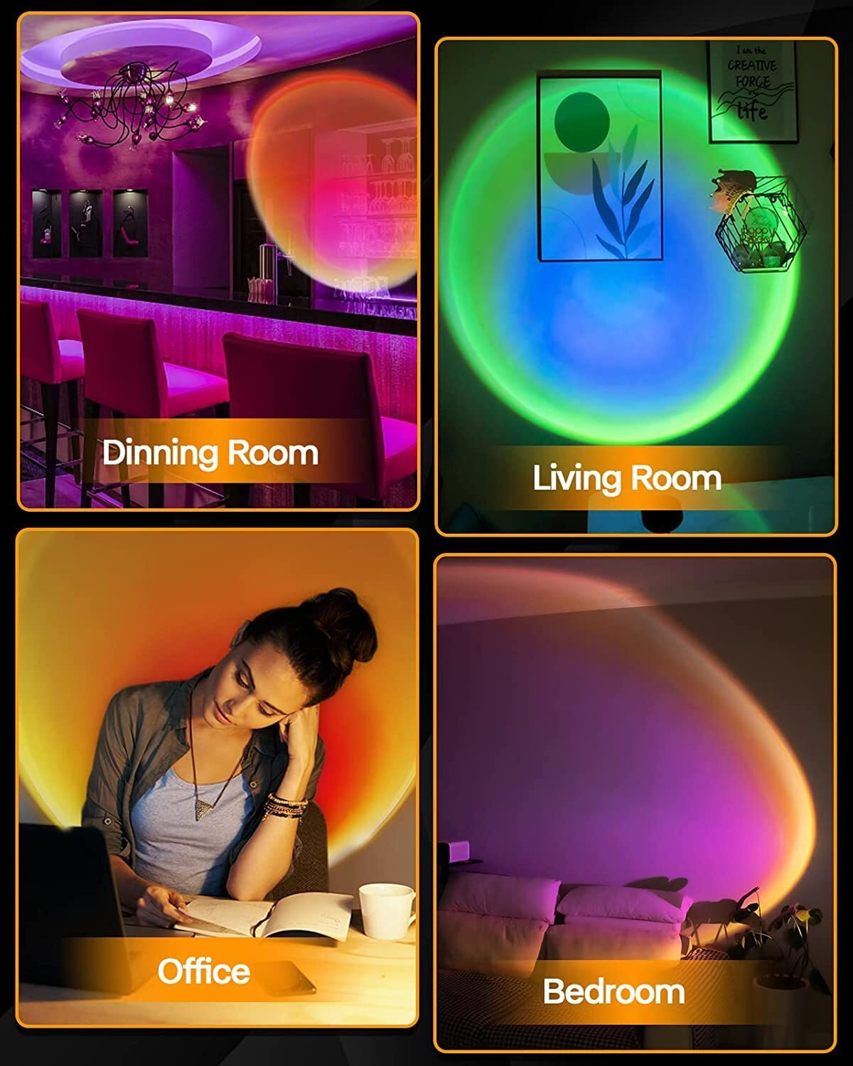 Image of CELEORIS Sunset Lamp With Remote 16 in 1 Sunset Lamp Night Lamp (8 cm, Multicolor)
