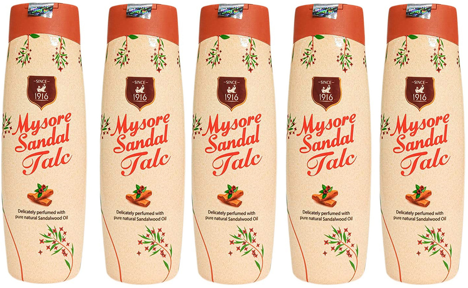 Mysore Sandal Talc 5 x 100g Pack Pack of 5 · 100 g (500 g total) - Image 1