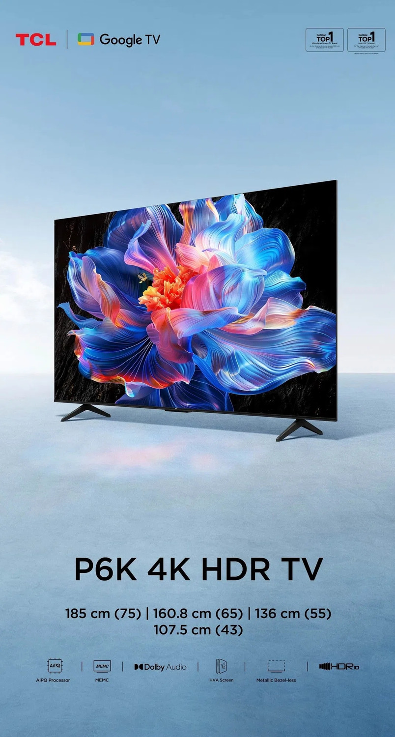 Image of TCL 108 cm (43 inch) Ultra HD (4K) LED Smart Google TV 2026 Edition with Dolby Audio|HDR 10|MCMC| HVA Panel | 2 GB RAM 16 GB ROM (43P6K)