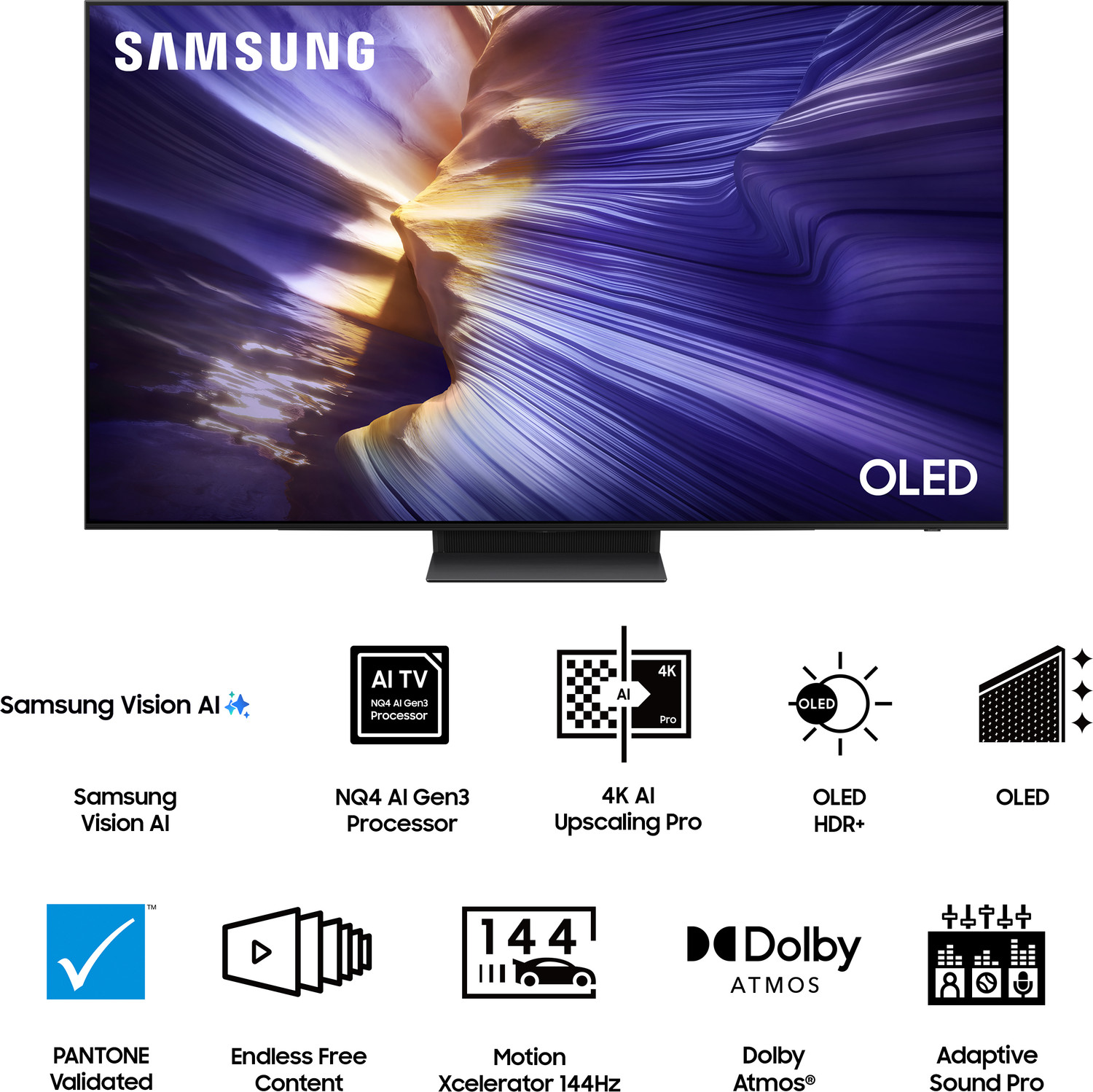 Image of Samsung 194 cm (77 inch) OLED Ultra HD (4K) Smart Tizen TV (QA77S90FAELXL)