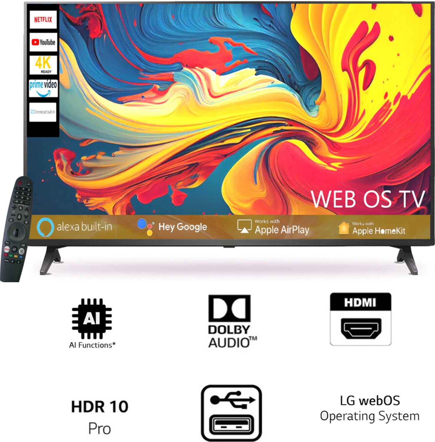 Image of WISDOM SHARE 108 cm (43 inch) QLED Ultra HD (4K) Smart WebOS TV with Energy saving Mode, High Contrast, Simplink (HDMI CEC), WOW Orchestra, Sound Sync, Sound Mode Share, Simultaneous Audio Output, Bluetooth Surround Ready (43qledwebos)