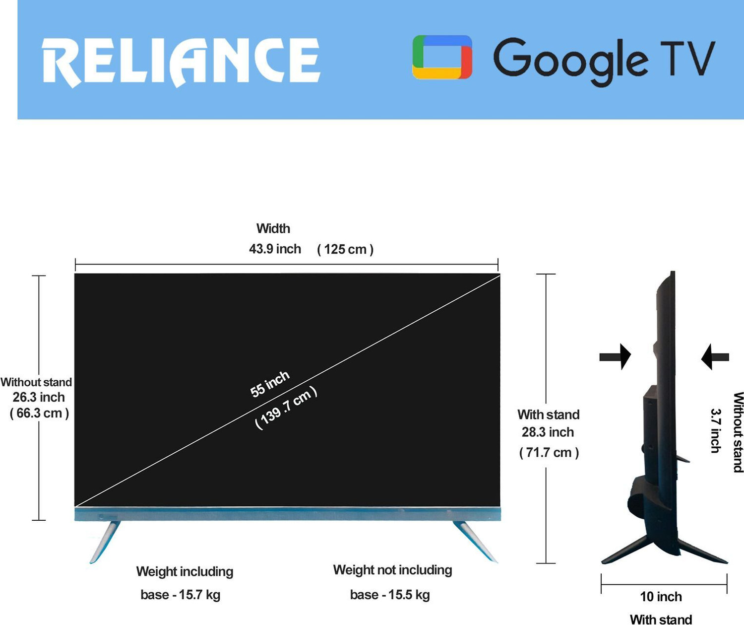 Image of Reliance 139 cm (55 inch) QLED Ultra HD (4K) Smart Google TV with support all OTT Apps & A large Storage (RGT55GT8724UHD)