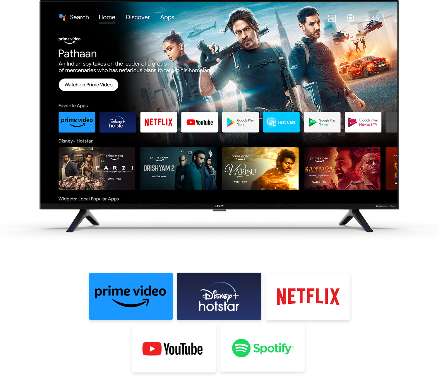 Image of Acer V Series 108 cm (43 inch) QLED Ultra HD (4K) Smart Google TV with Dolby Vision-Atmos, MEMC, HDMI2.1 (AR43GR2851VQD)