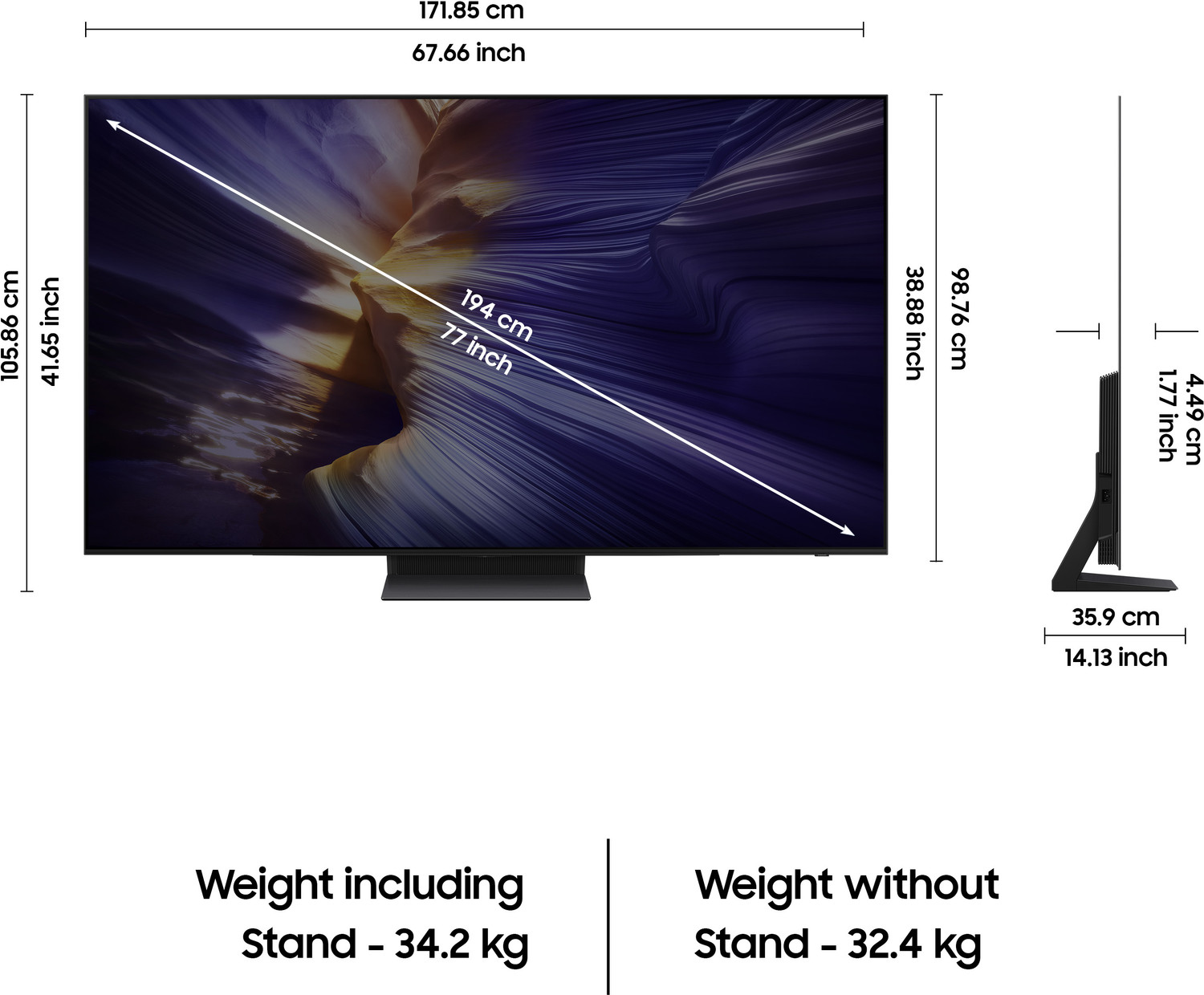 Image of Samsung 194 cm (77 inch) OLED Ultra HD (4K) Smart Tizen TV (QA77S90FAELXL)