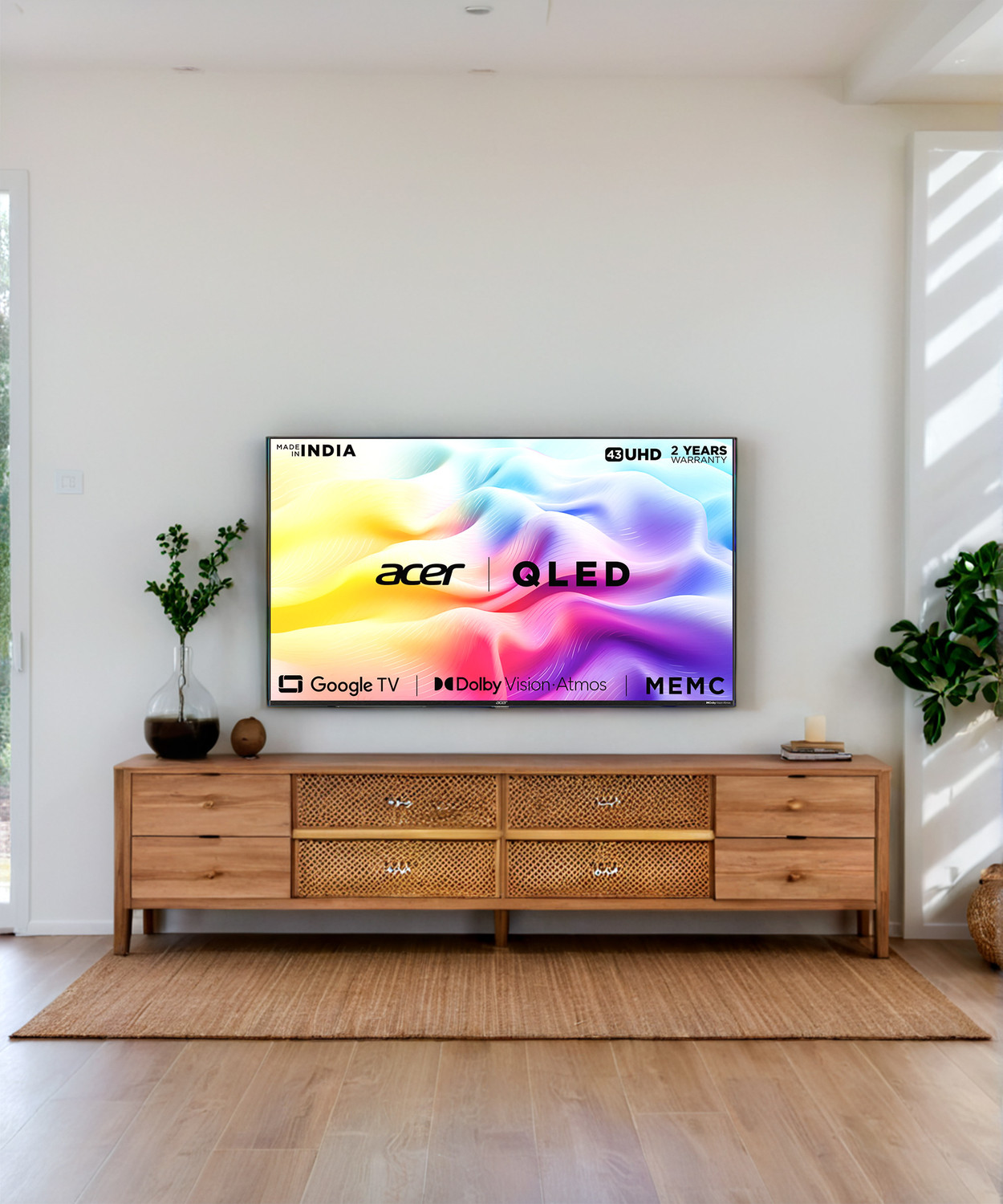 Image of Acer V Series 108 cm (43 inch) QLED Ultra HD (4K) Smart Google TV with Dolby Vision-Atmos, MEMC, HDMI2.1 (AR43GR2851VQD)