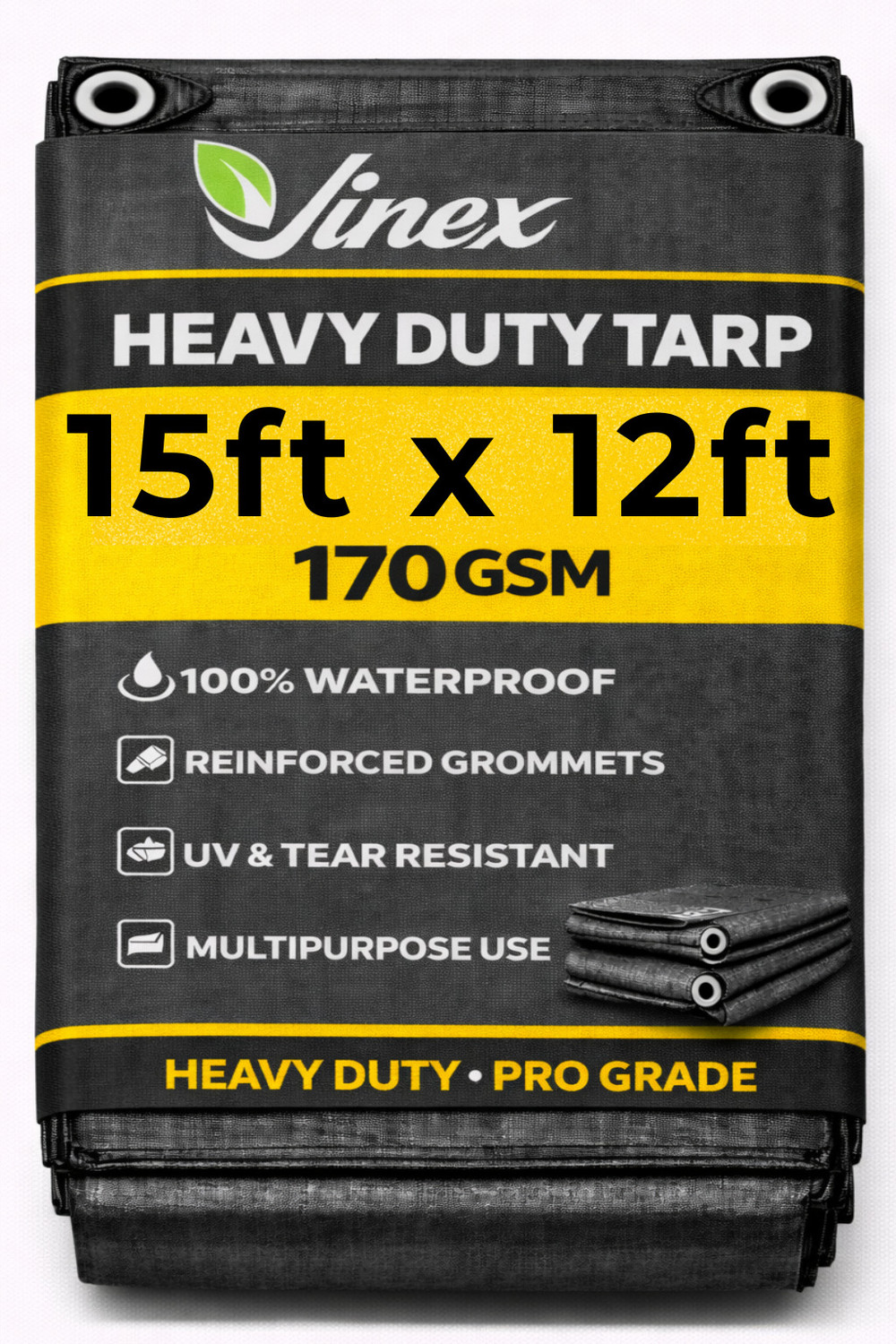Image of DDRS 12X9 200 GSM Outdoor Tarpaulin for Camping, Canopy, Trailer Tent - For Outdoor, Construction, Camping, Truck Cover, Roof Cover, Garden (Black)