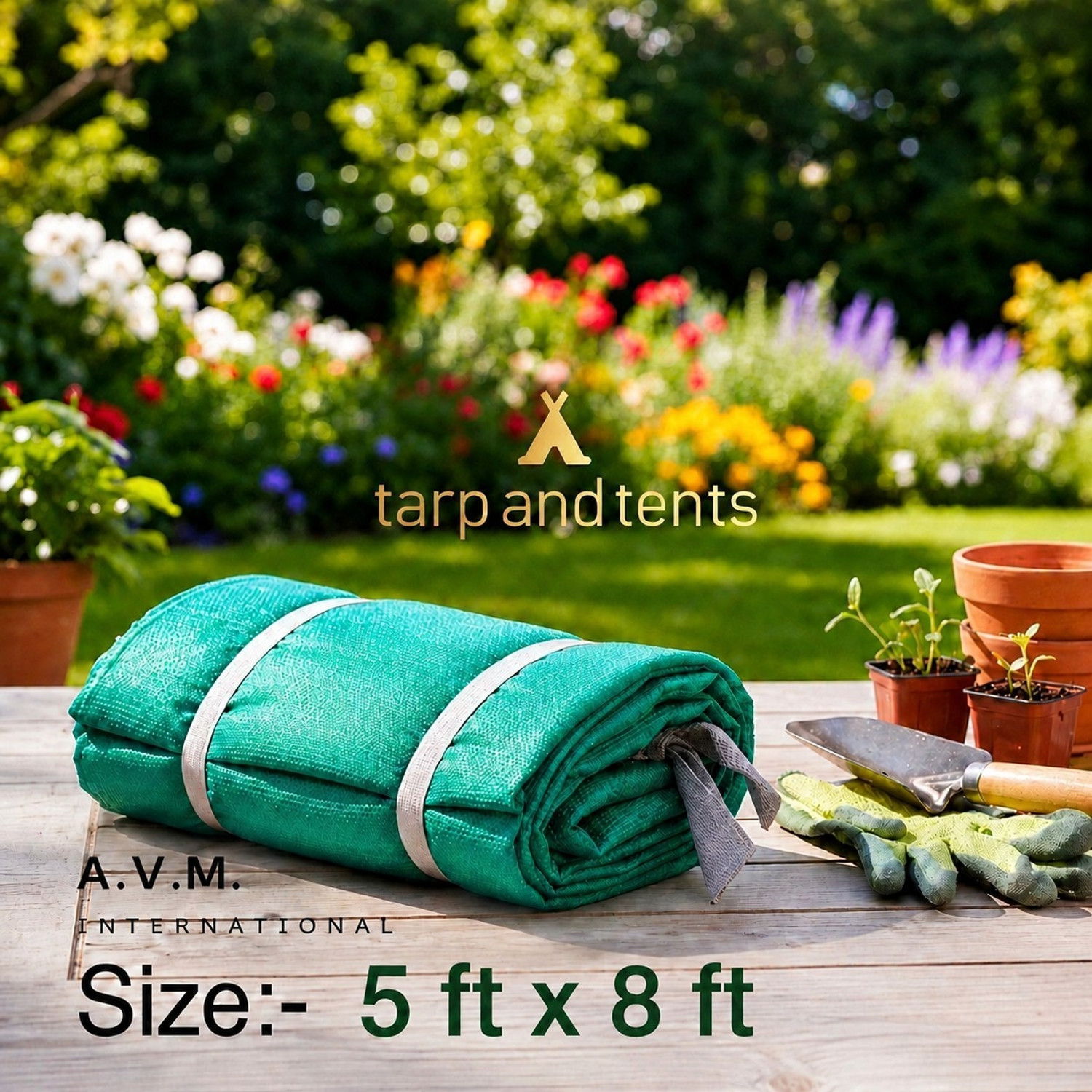 Tarp and Tents 5ft x 8ft Green Shade Net - Image 1