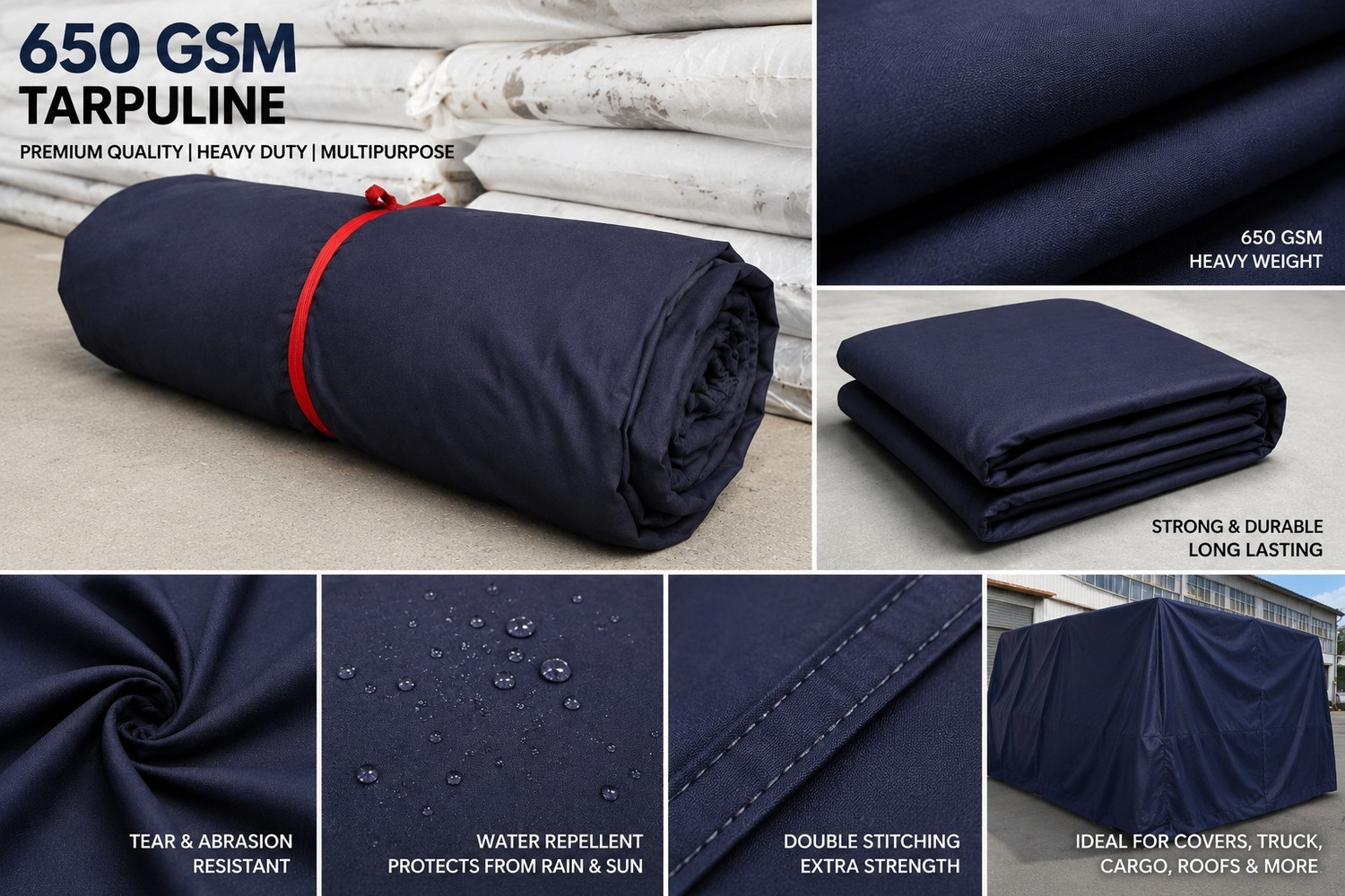 Image of Rockland 15FT X 12FT 120 GSM | Water Proof Tarpaulin Sheet | 100% Pure Virgin | Eyelets Tent - For U.V , Sun protection, Rain, Camping, Construction Sites, Transportation Covers (Blue)