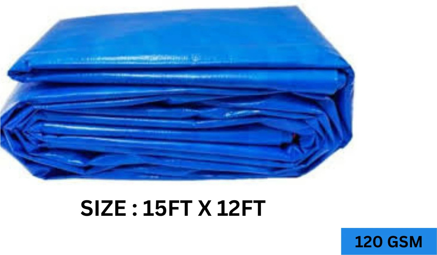 Image of Rockland 15FT X 12FT 120 GSM | Water Proof Tarpaulin Sheet | 100% Pure Virgin | Eyelets Tent - For U.V , Sun protection, Rain, Camping, Construction Sites, Transportation Covers (Blue)