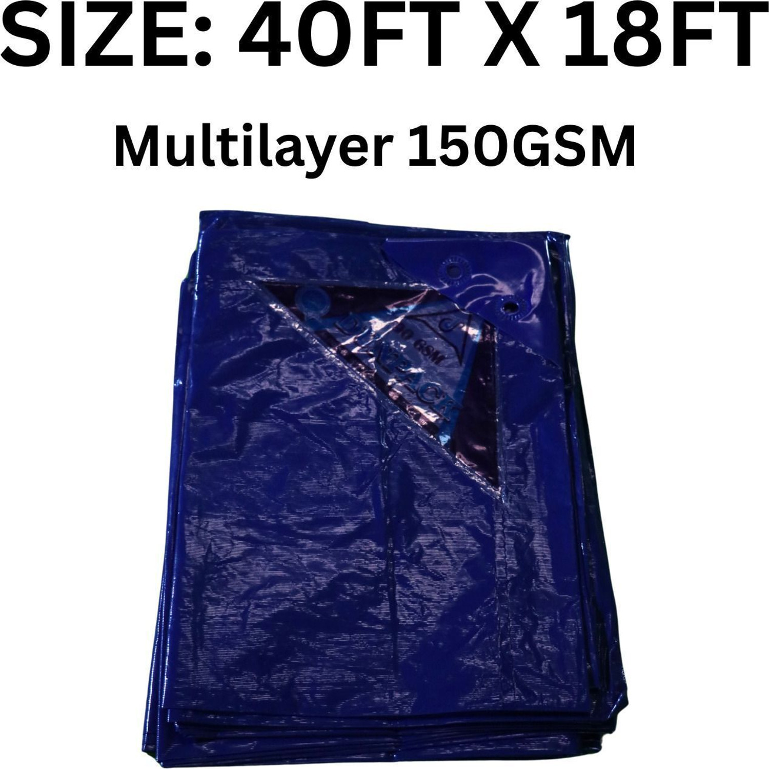 Image of Dunpack Multilayer Waterproof Tarpaulin Sheet for Outdoor Use | 40-18FT 150 GSM Tent - For Construction, Agriculture, Industry, Roofing, Camping, Gardens, Transport. (Blue)