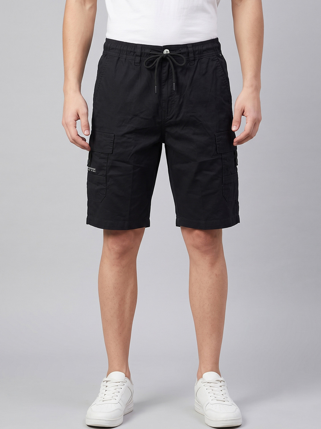 Image of Pitzz Solid Men Dark Blue Cargo Shorts