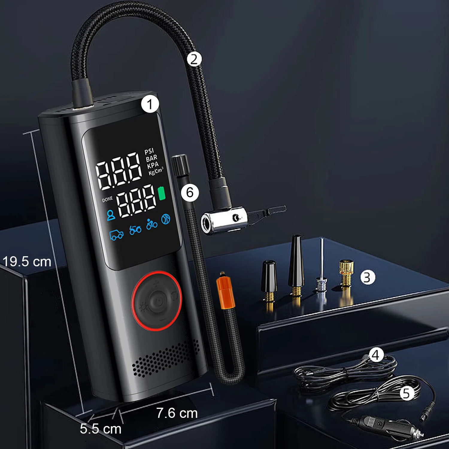 Image of xech Cordless Portable Inflator X-442 Inflate 150 psi Tyre Air Pump for Car & Bike (Auto Shut Off)