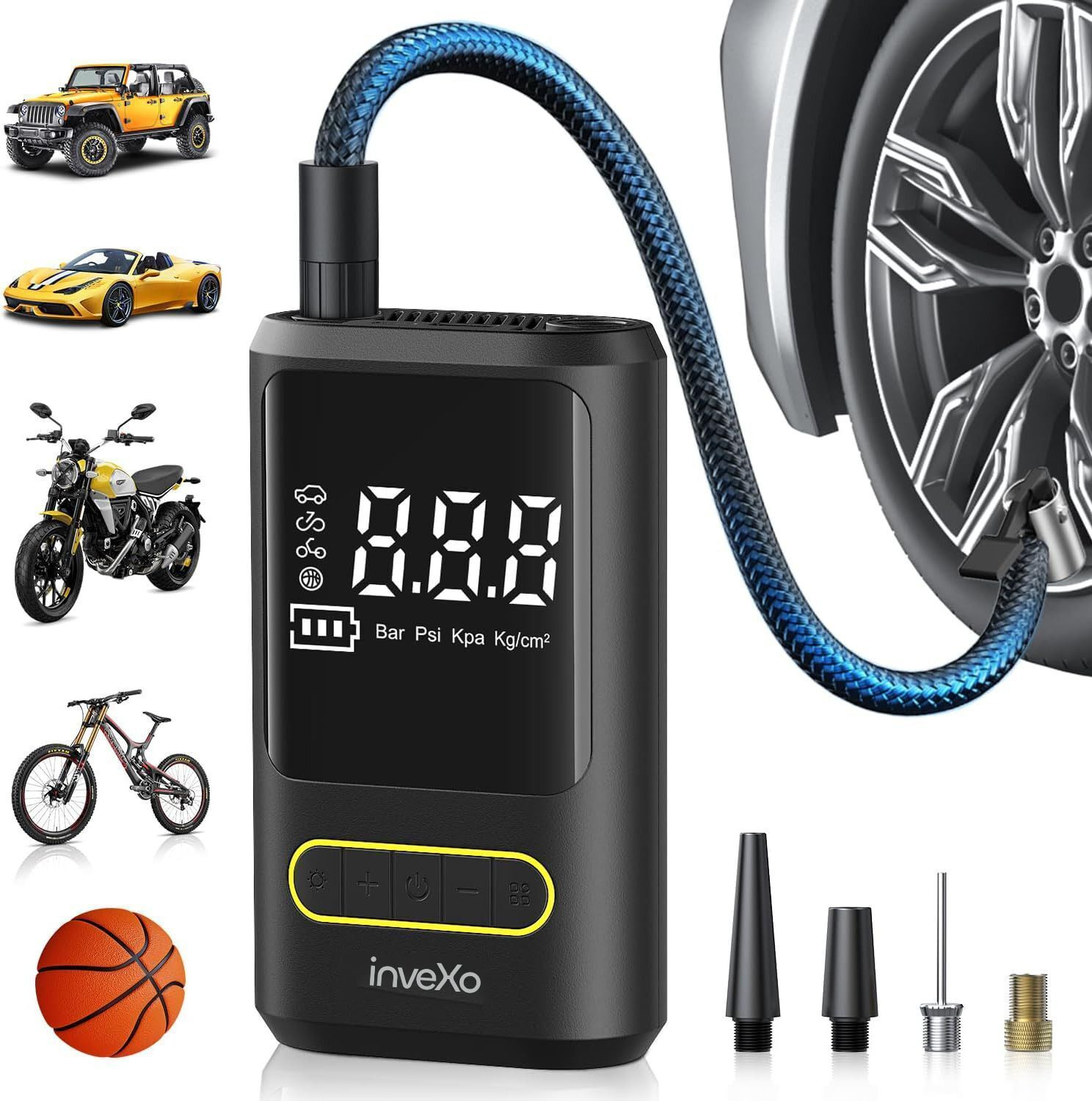 Image of xech Cordless Portable Inflator X-442 Inflate 150 psi Tyre Air Pump for Car & Bike (Auto Shut Off)