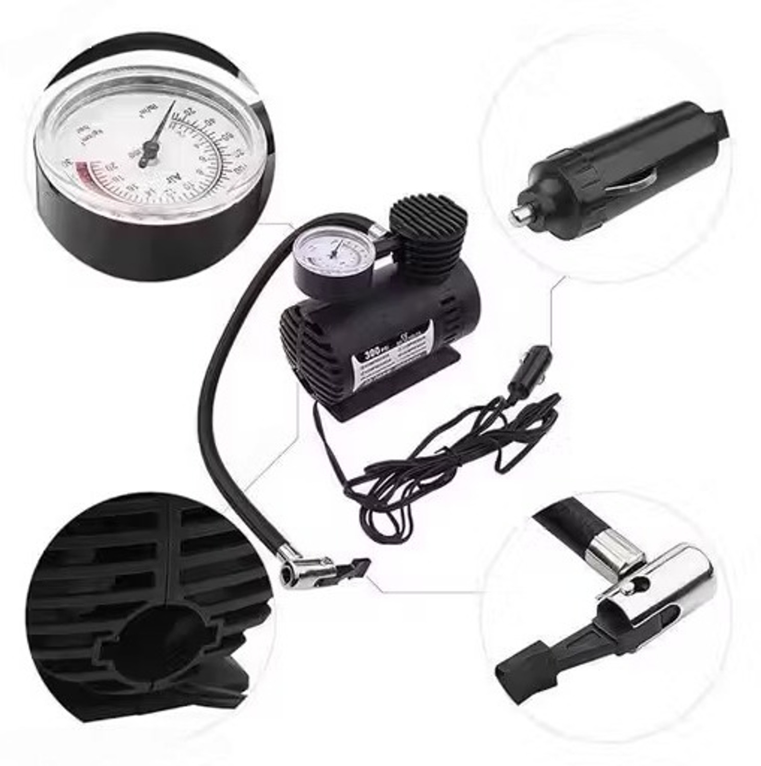 Image of MinMAX Portable Car Air Compressor 300 psi Tyre Air Pump for Car & Bike (Air Inflator, Air Compressor, Compact, Portable)