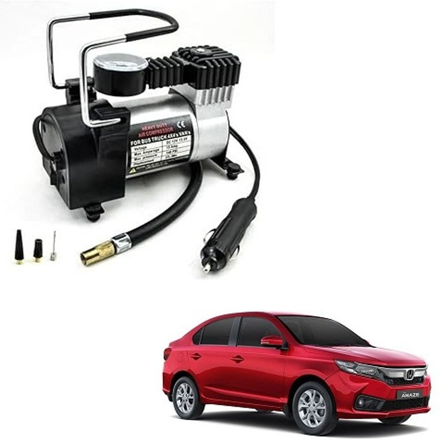 Image of MinMAX Portable Car Air Compressor 300 psi Tyre Air Pump for Car & Bike (Air Inflator, Air Compressor, Compact, Portable)