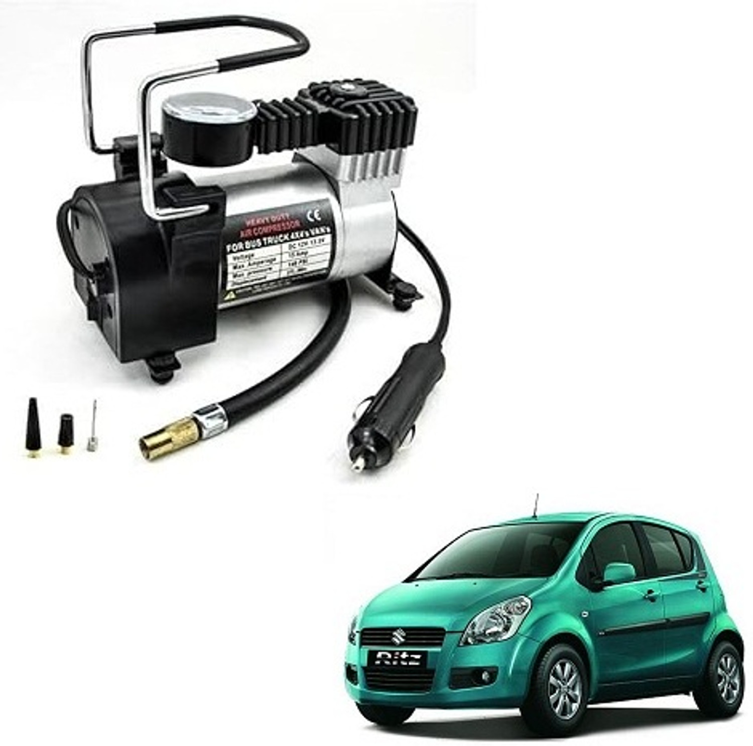 Image of xech Cordless Portable Inflator X-442 Inflate 150 psi Tyre Air Pump for Car & Bike (Auto Shut Off)