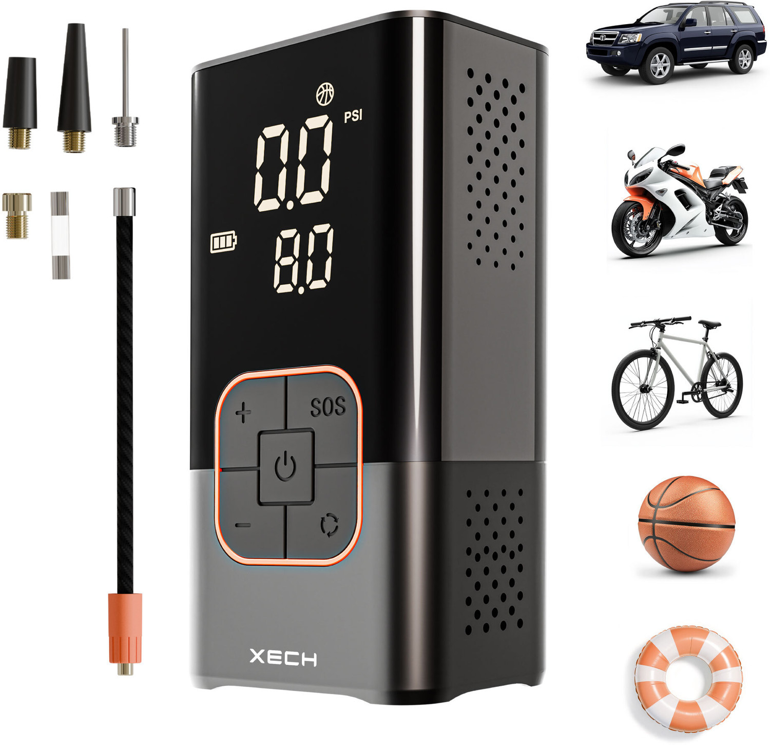 Image of xech Cordless Portable Inflator X-442 Inflate 150 psi Tyre Air Pump for Car & Bike (Auto Shut Off)