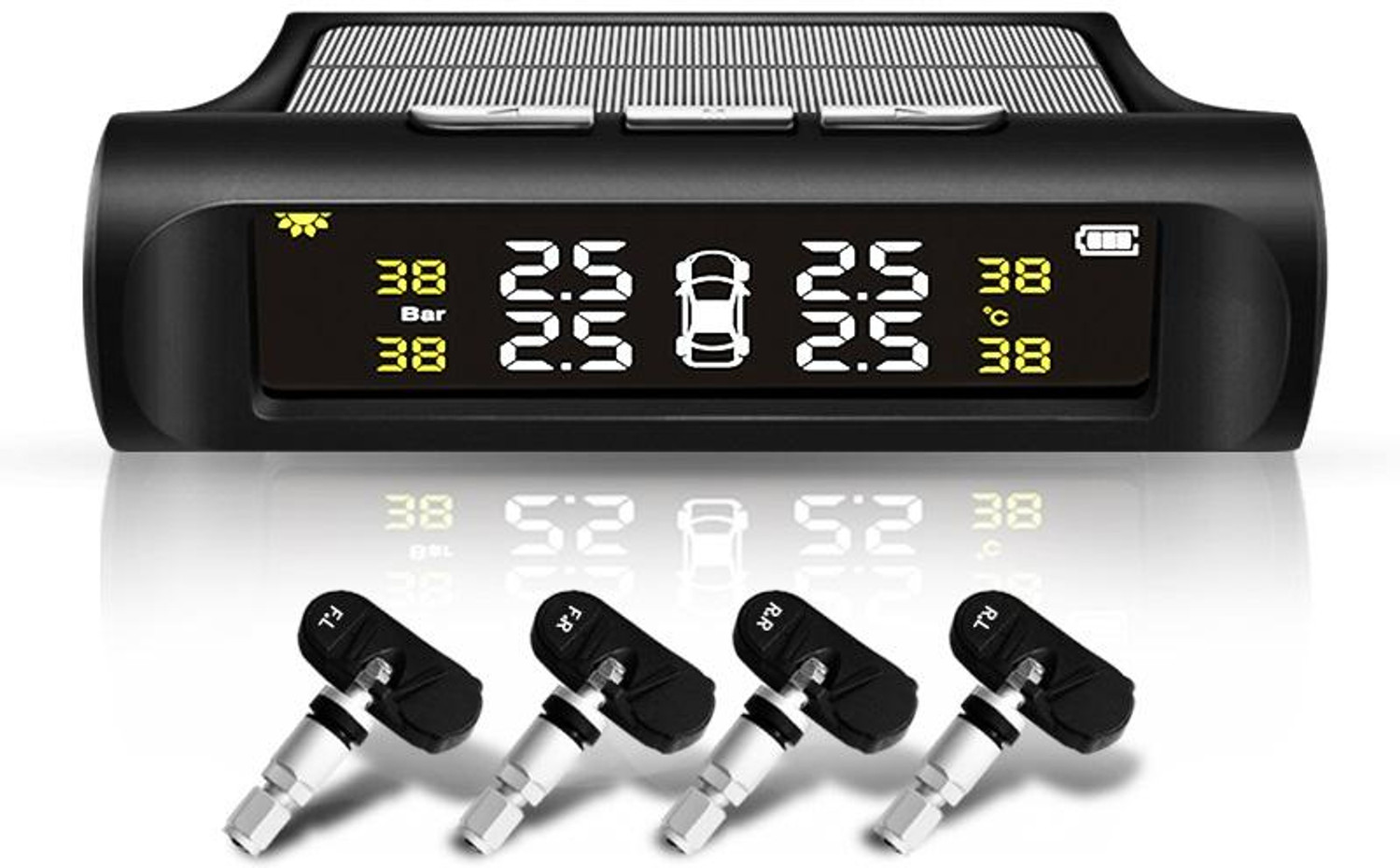 Image of JK TYRE Smart Tyre Pressure Gauge With Installation Compatible Android Auto & Carplay | Bluetooth | TPMS for Car (100 PSI)