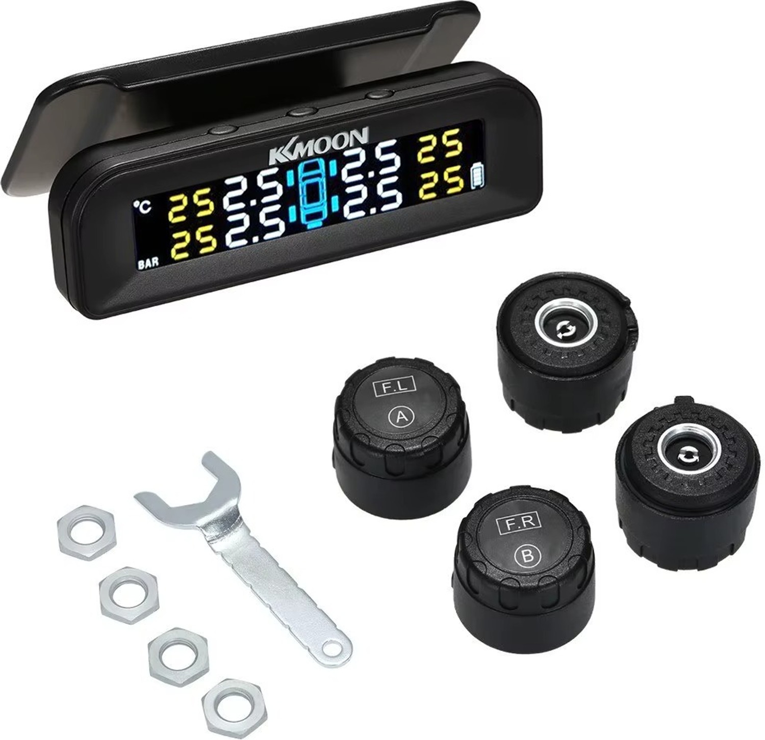 Image of JK TYRE Smart Tyre Pressure Gauge With Installation Compatible Android Auto & Carplay | Bluetooth | TPMS for Car (100 PSI)