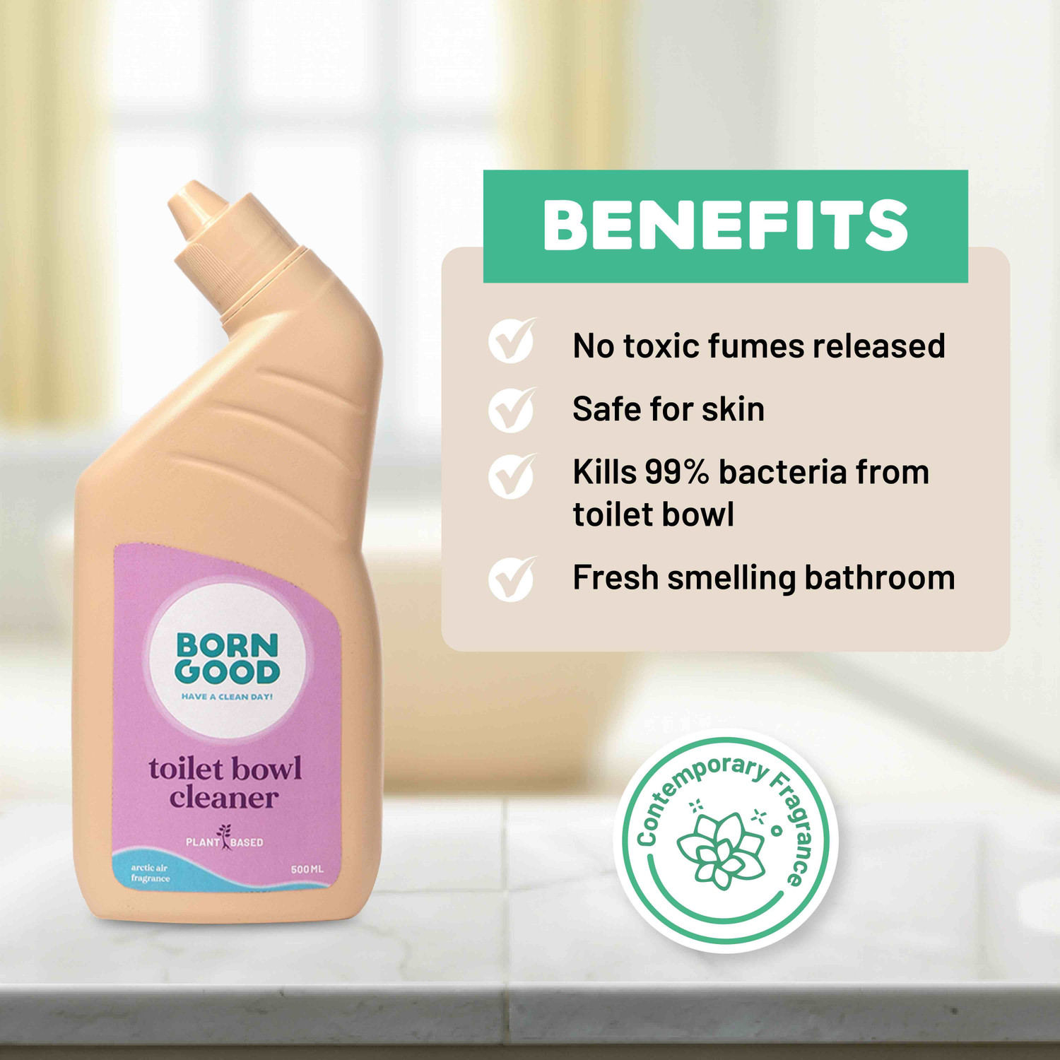 Image of Born Good Disinfectant Plant Based Liquid Toilet Bowl Cleaner ( 500 ml) USDA Certified, Kills Germs Liquid Toilet Cleaner (500 ml)