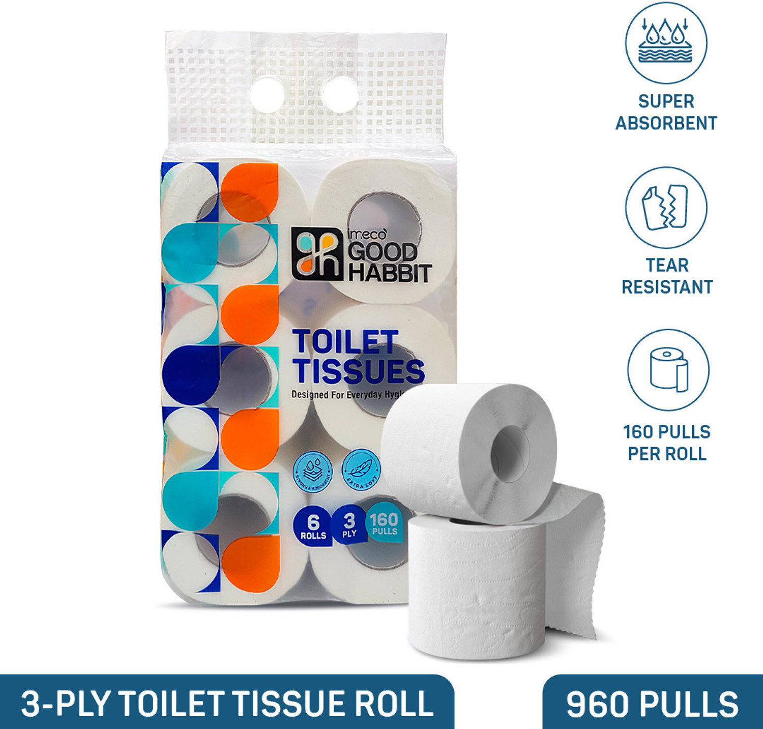 Image of Liora Ultra Soft Toilet Paper Roll | 185 Pulls x 6 Rolls Toilet Paper Roll (2 Ply, 1110 Sheets)