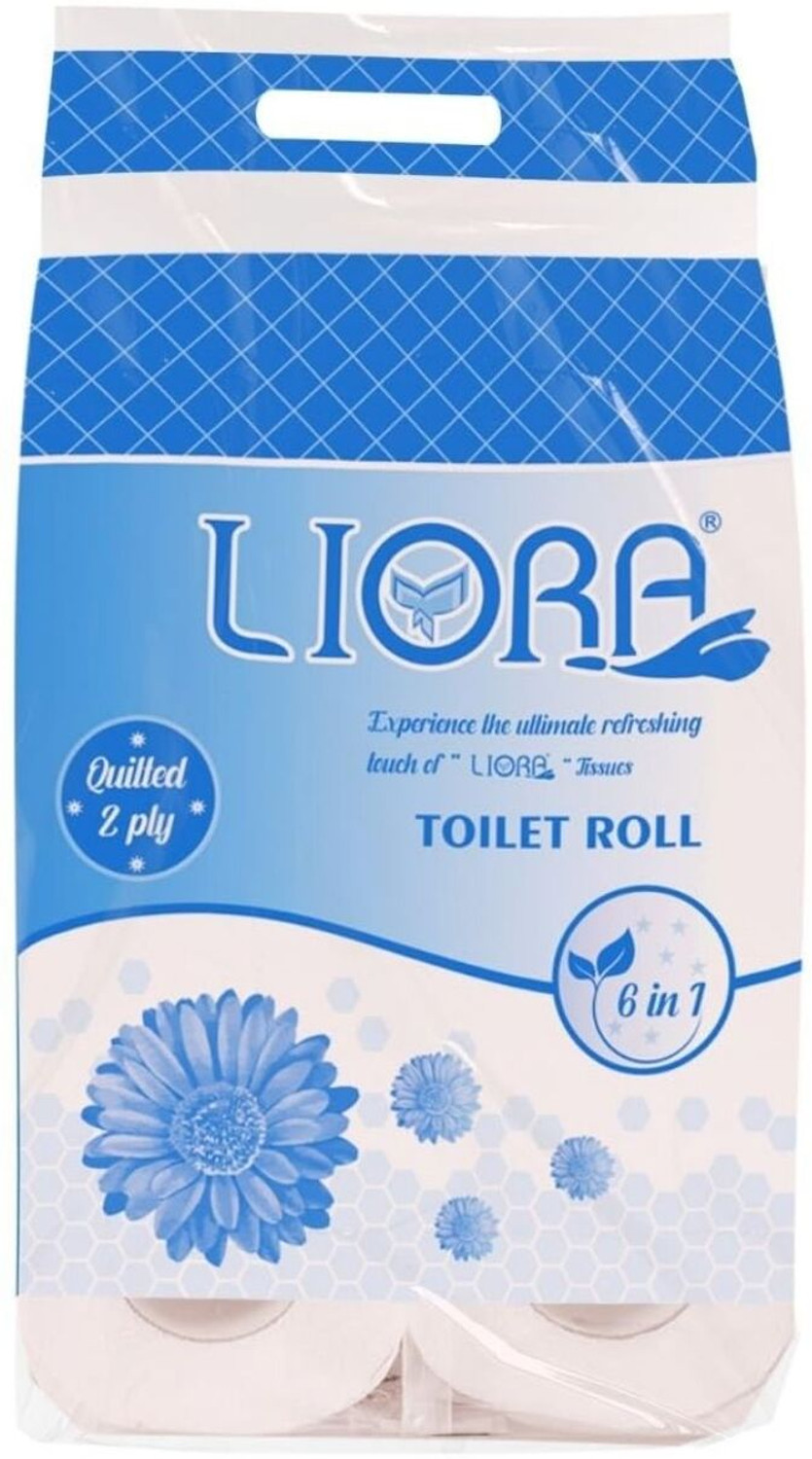 Image of Liora Ultra Soft Toilet Paper Roll | 185 Pulls x 6 Rolls Toilet Paper Roll (2 Ply, 1110 Sheets)