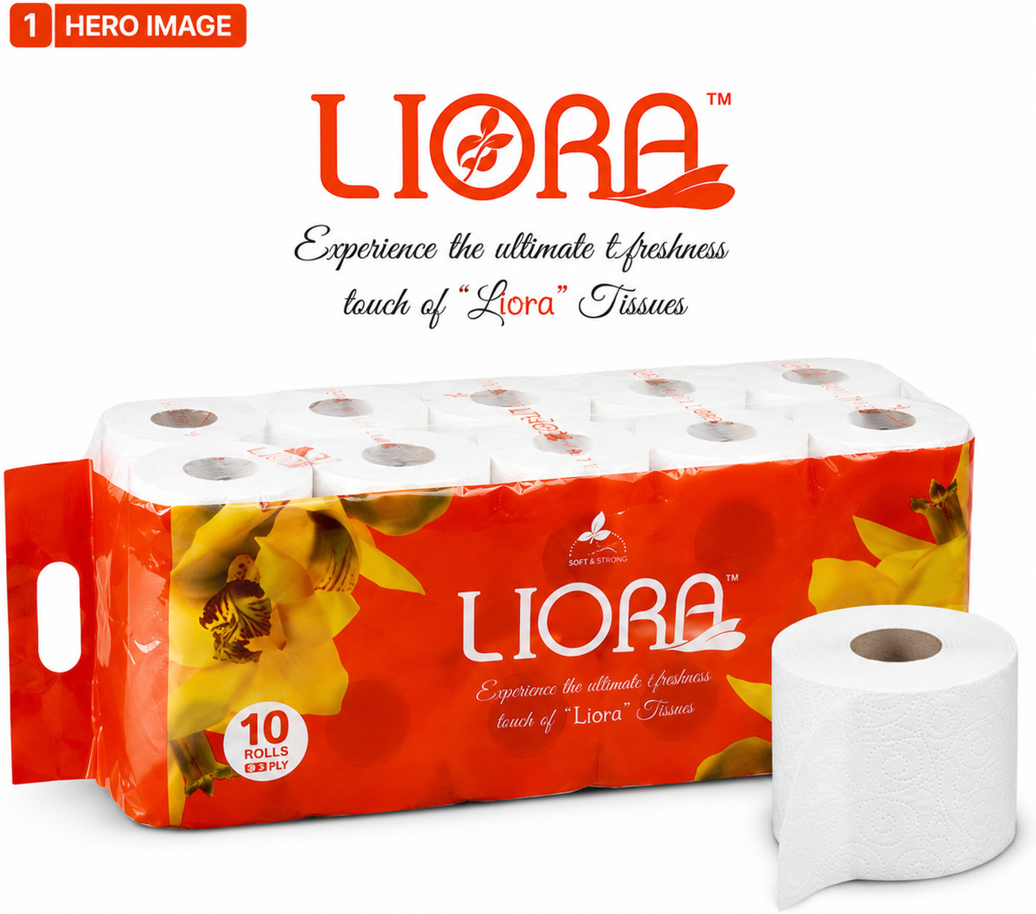 Image of Liora Ultra Soft Toilet Paper Roll | 185 Pulls x 6 Rolls Toilet Paper Roll (2 Ply, 1110 Sheets)