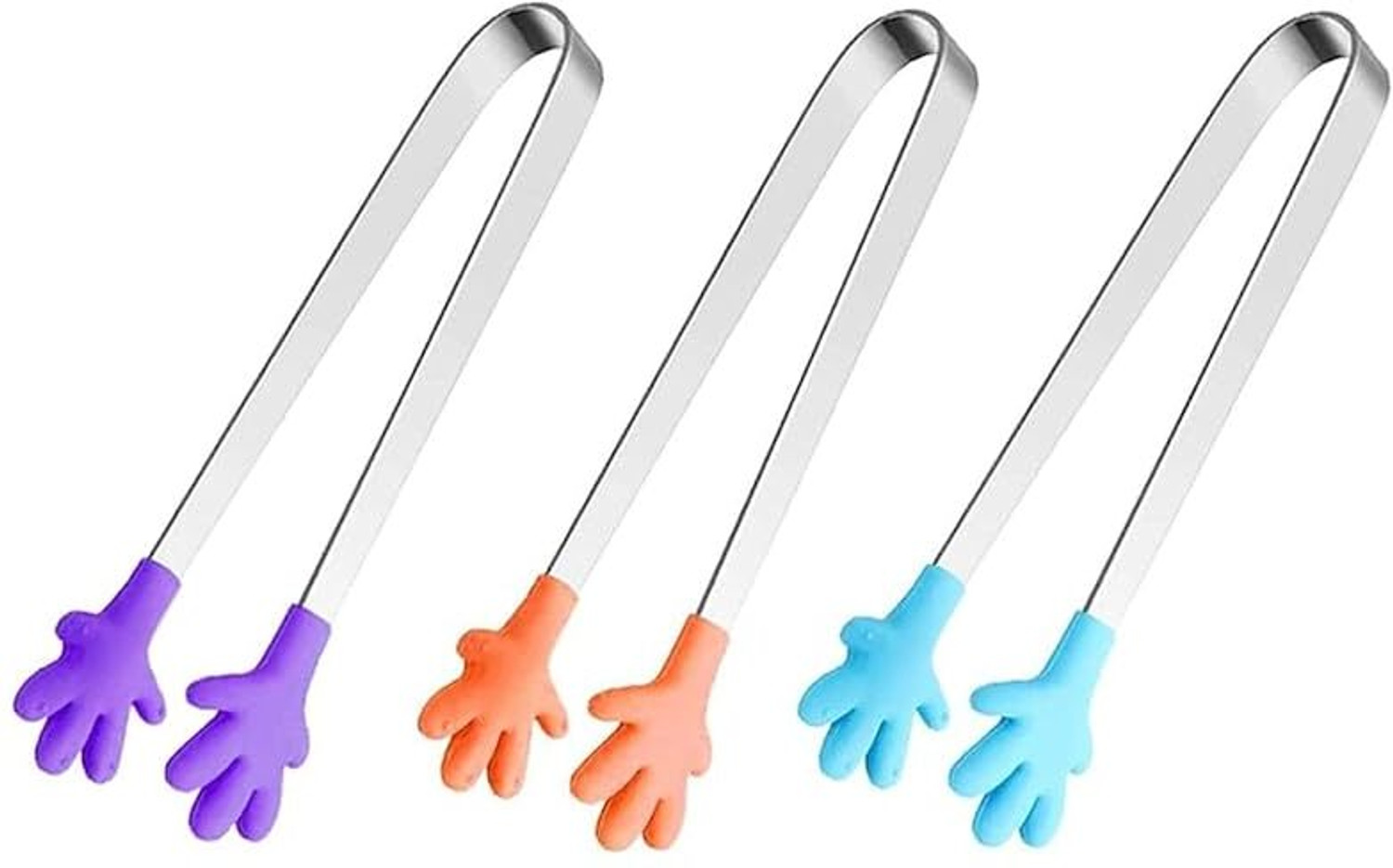 Image of DYZEKO SILICONE TONG WITH 2 PC AIR FRYER TRAY SILICONE TONG WITH 2 PC AIR FRYER TRAY (MULTI COLOUR) 22 cm Serving Tongs (Pack of 1)