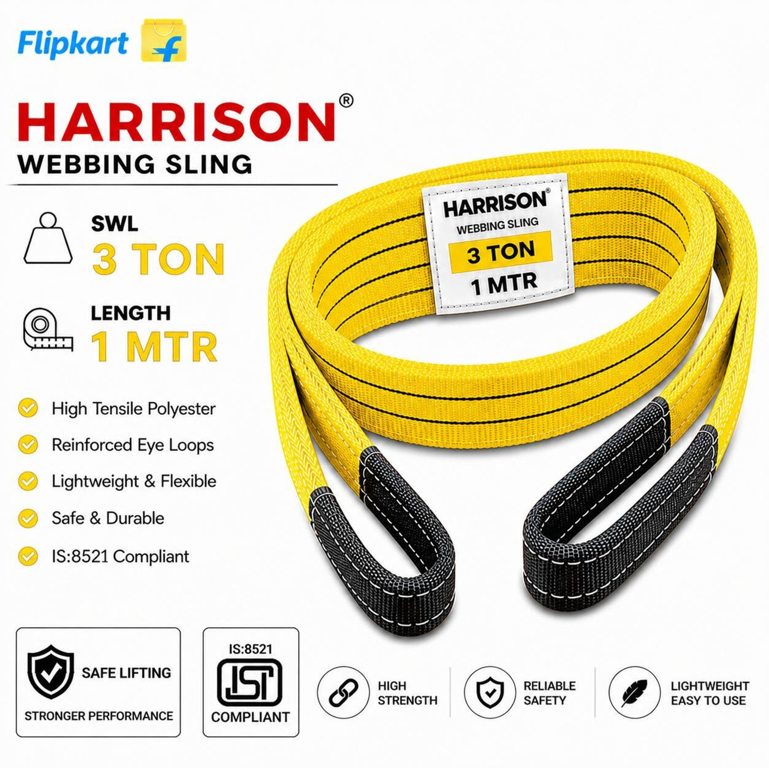 Image of Garware 3 TON 6 METER WEBBING SLING / LIFTING SLING(YELLOW) Tool Belt (Yellow)
