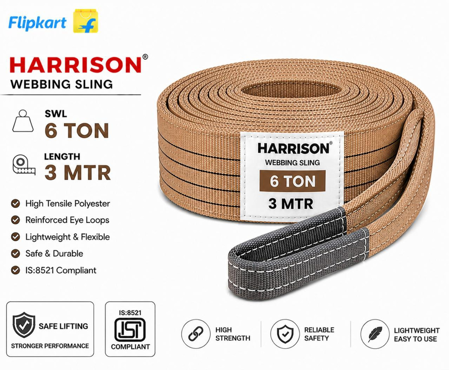 Image of Garware 3 TON 6 METER WEBBING SLING / LIFTING SLING(YELLOW) Tool Belt (Yellow)