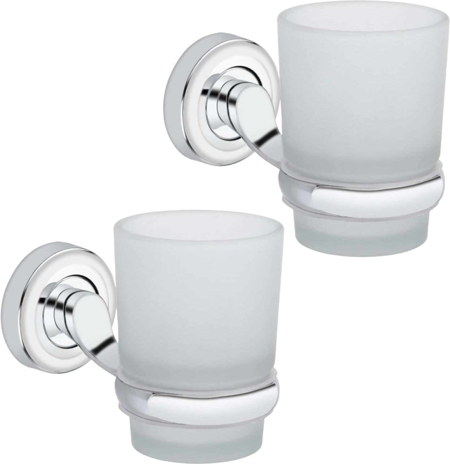 Image of QUXOZO Aluminium, Glass, Stainless Steel Toothbrush Holder (Silver, Wall Mount)