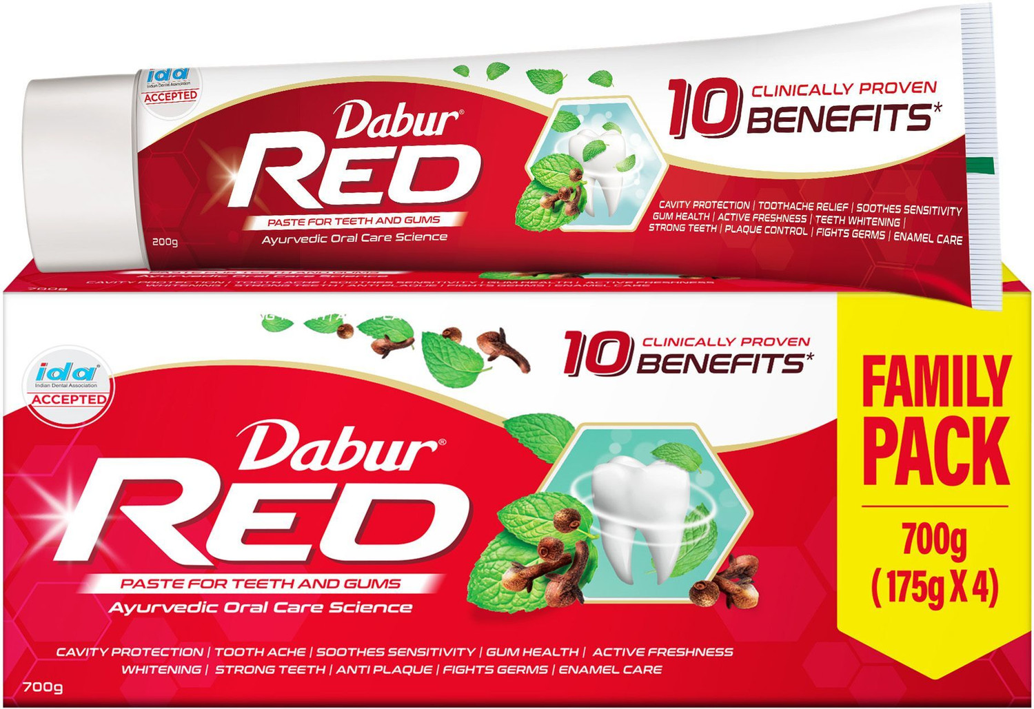 Dabur Red Cavity Protection 13 Ayurvedic Herbs Toothpaste 700g - Image 1