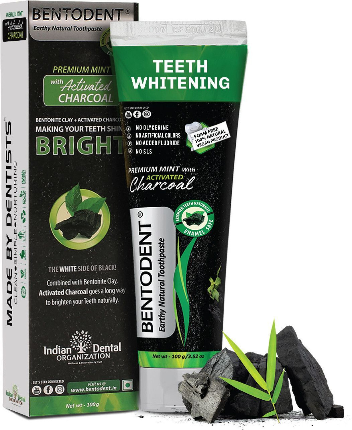 Image of bentodent Premium Mint Natural Pack of 4 Toothpaste (400 g, Pack of 4)